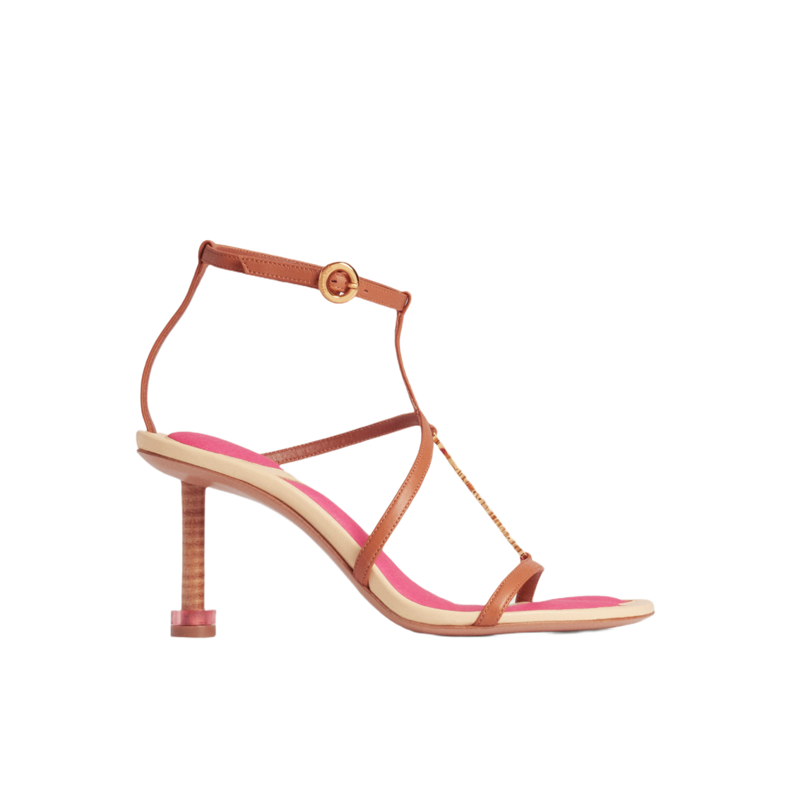 (W) 자크뮈스 레 샌들 프랄루 참 스트랩 힐 샌들 라이트 브라운((W) Jacquemus Les Sandales Pralu Charm Strap Heeled Sandale Light Brown) - 1