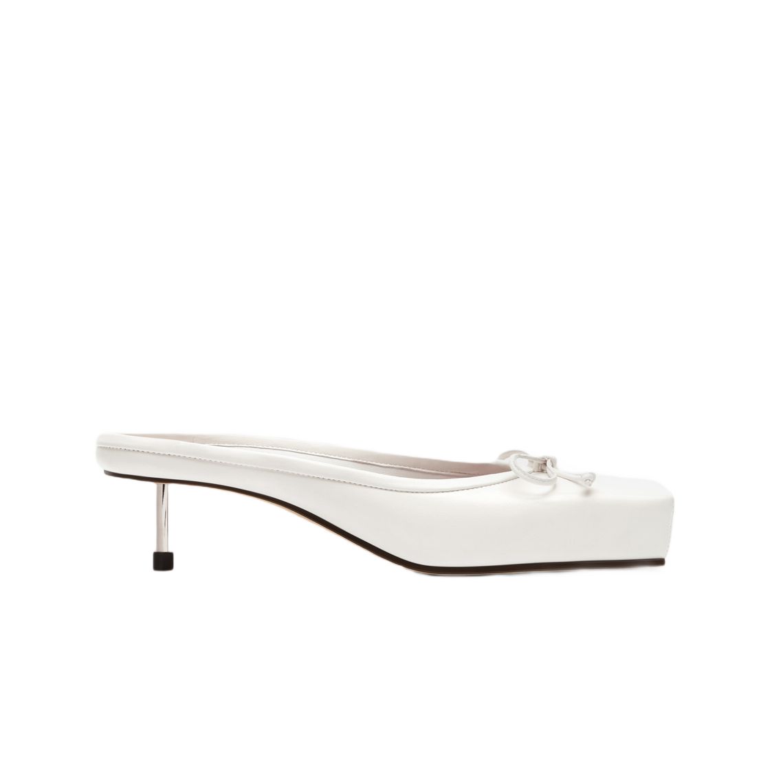 233FO015-3073-110 (W) Jacquemus Les Mules Basses Ballet Ballerina Heeled Mules Off White