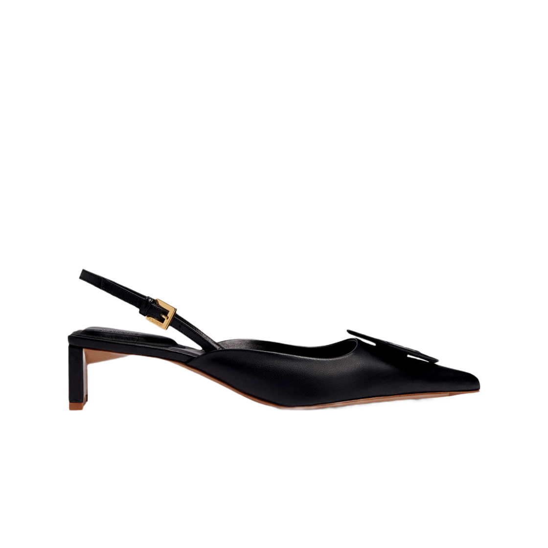 (W) 자크뮈스 레 쇼슈흐 듀엘로 라운드 스퀘어 슬링백 블랙((W) Jacquemus Les Chaussures Duelo Round Square Slingbacks Black)