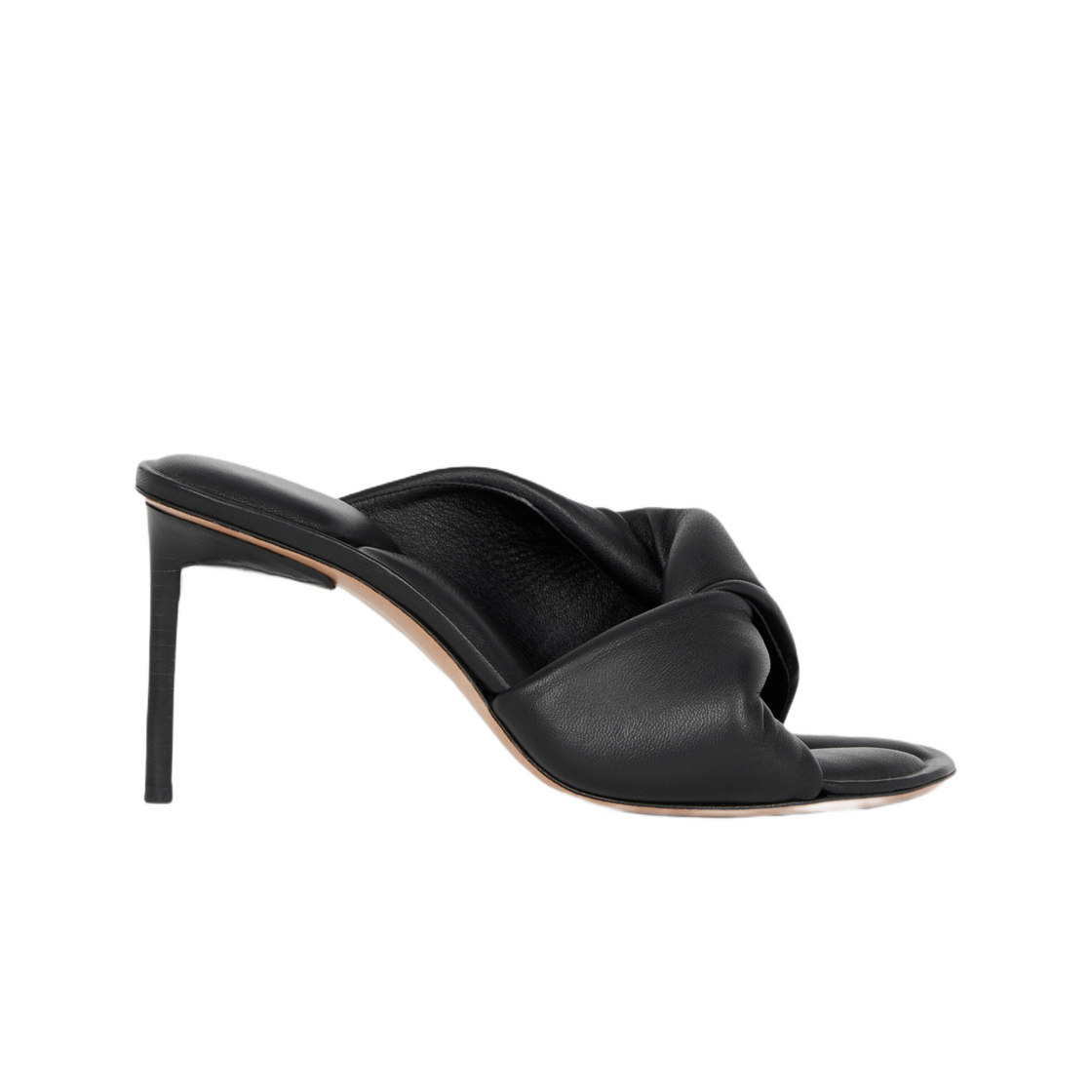 (W) 자크뮈스 레 뮬 바그누 퍼프 트위스트 뮬 블랙((W) Jacquemus Les Mules Bagnu Puffed Twist Mules Black) - 1