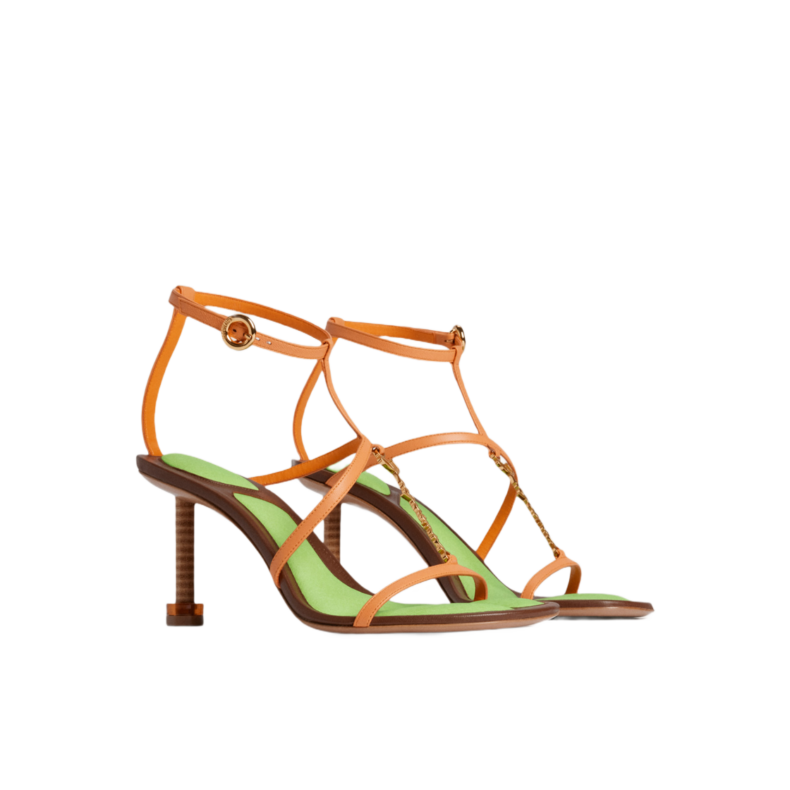 (W) 자크뮈스 레 샌들 프랄루 참 스트랩 힐 샌들 라이트 오렌지((W) Jacquemus Les Sandales Pralu Charm Strap Heeled Sandals Light Orange) - 2