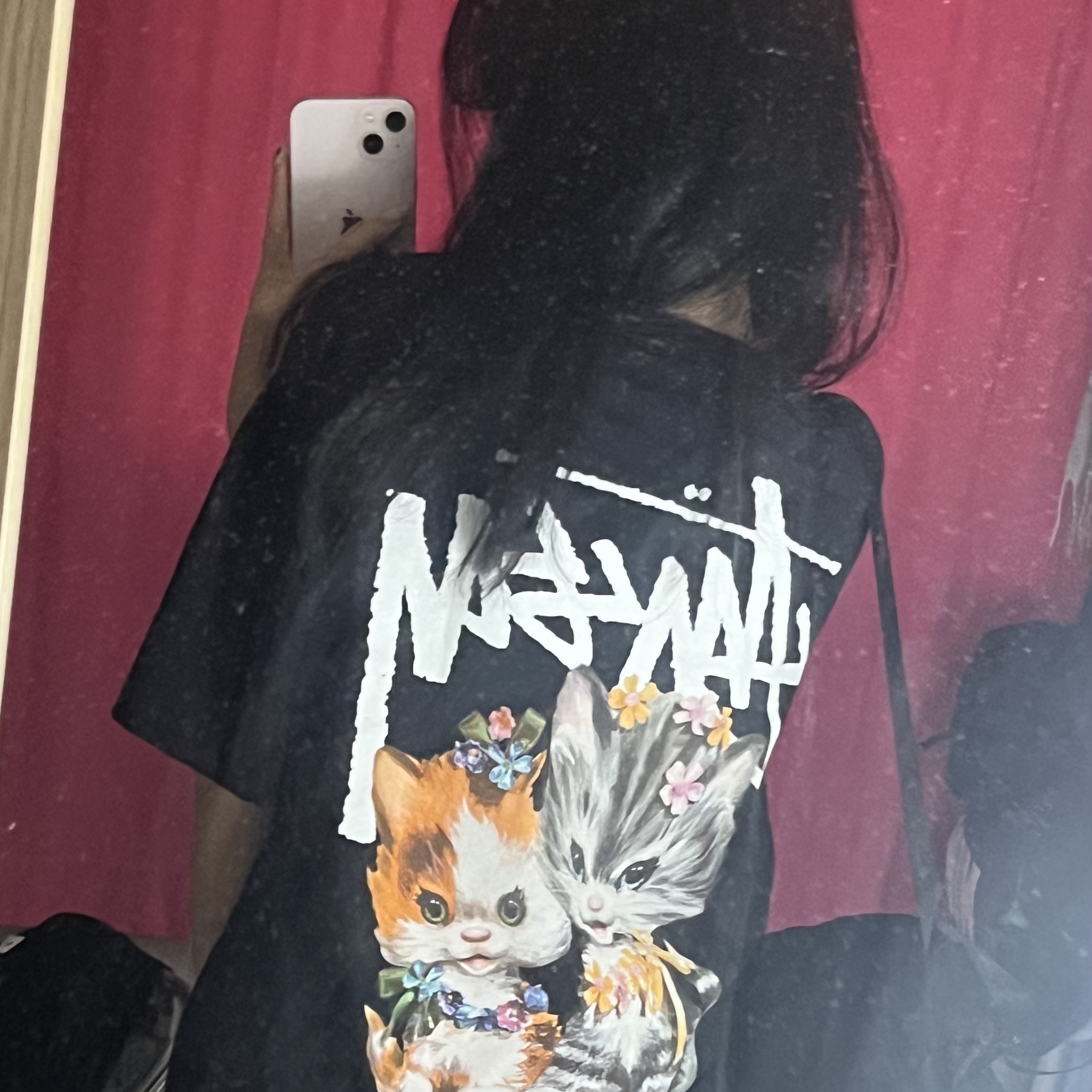 Stussy Kittens T-Shirt Black 착용 스타일