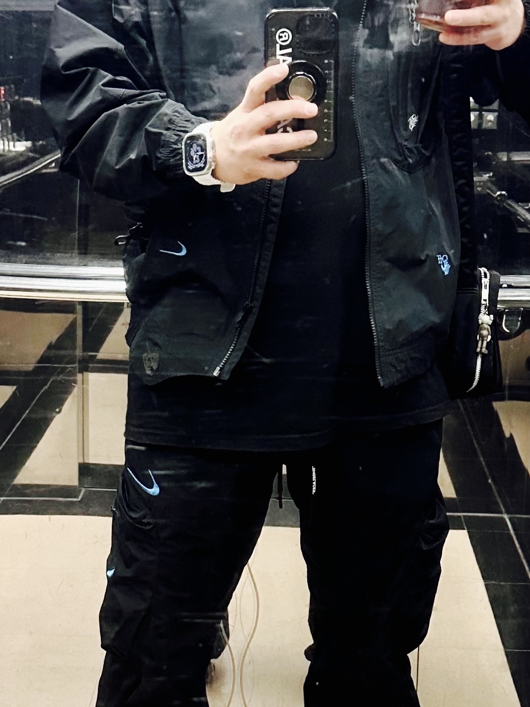 Nike x Off-White NRG Track Suit Black - Asia, Nike x Off-White NRG Track Jacket Black - Asia 착용 스타일