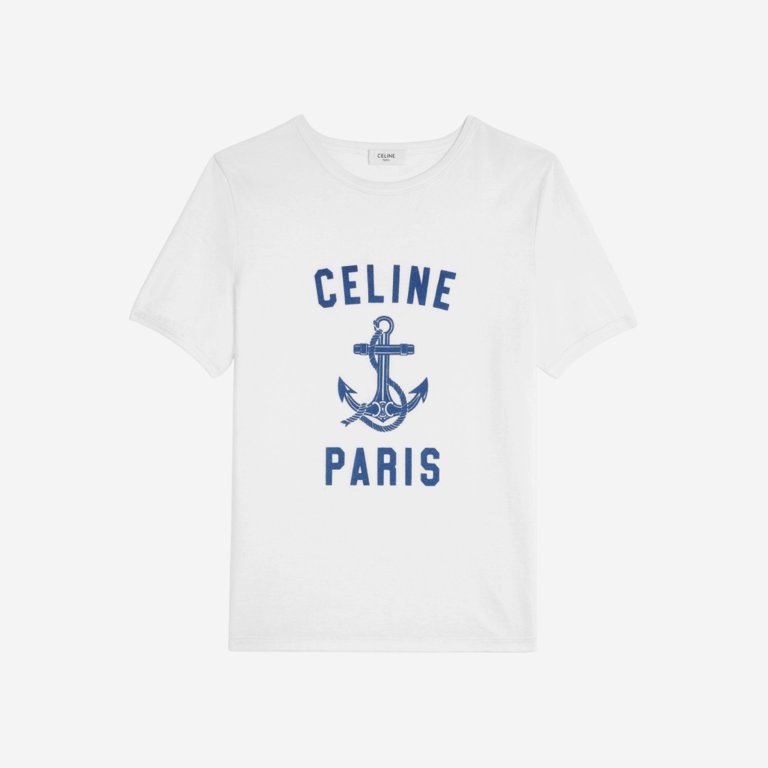 (W) Celine 70's Anchor T-Shirt in Cotton Jersey Off White Navy 상세 이미지 1