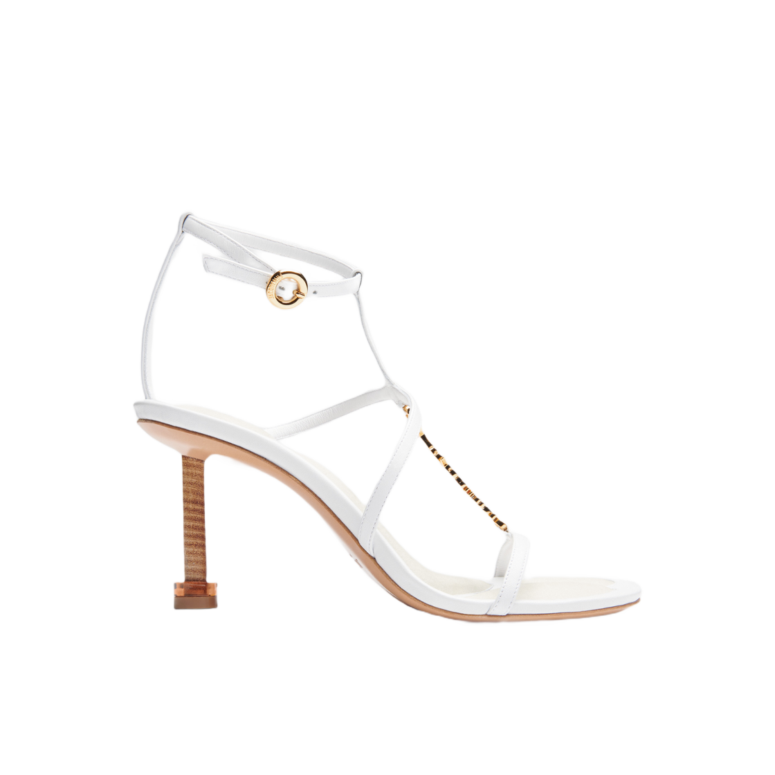 (W) 자크뮈스 레 샌들 프랄루 참 스트랩 힐 샌들 화이트((W) Jacquemus Les Sandales Pralu Charm Strap Heeled Sandals White) - 1