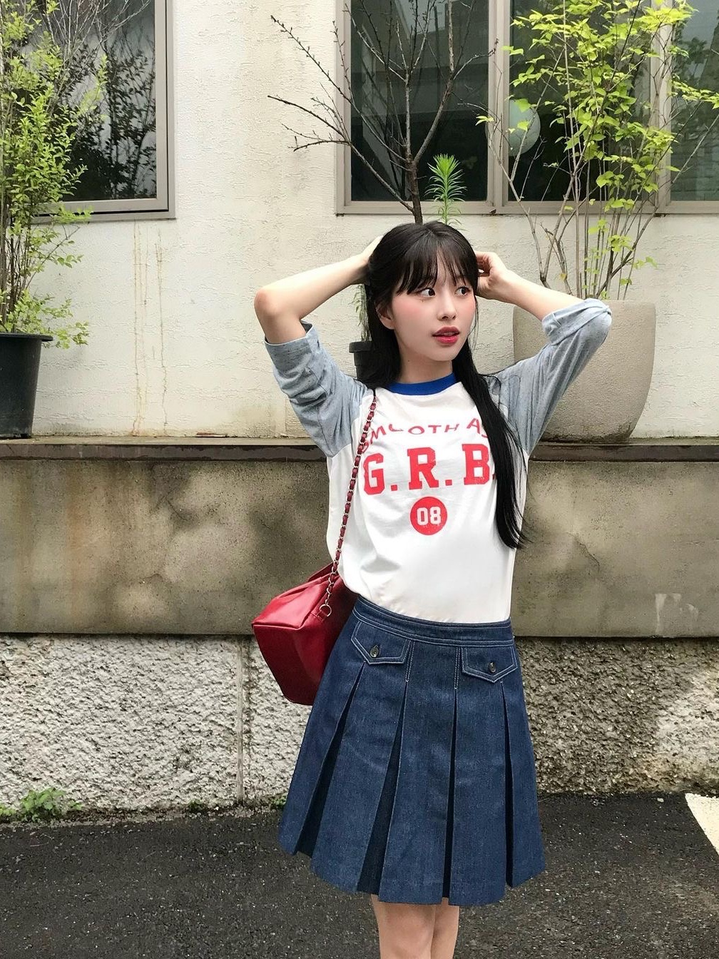 Green Butter Women Raglan Sleeve Cookie T-Shirt Cobalt Blue Red, Green Butter Women Raglan Sleeve Cookie T-Shirt Green Blue 착용 스타일 - 1