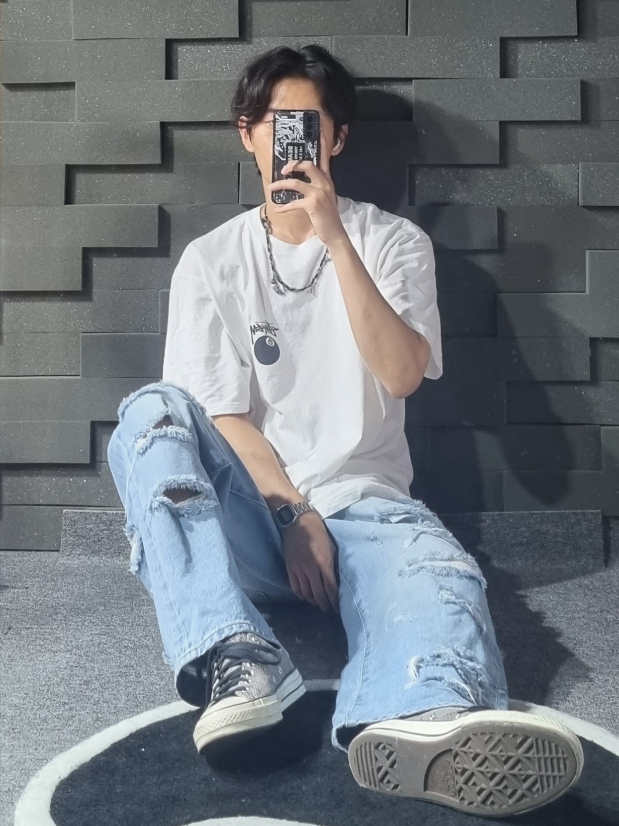 Stussy Billiards T-Shirt White 착용 스타일 - 2