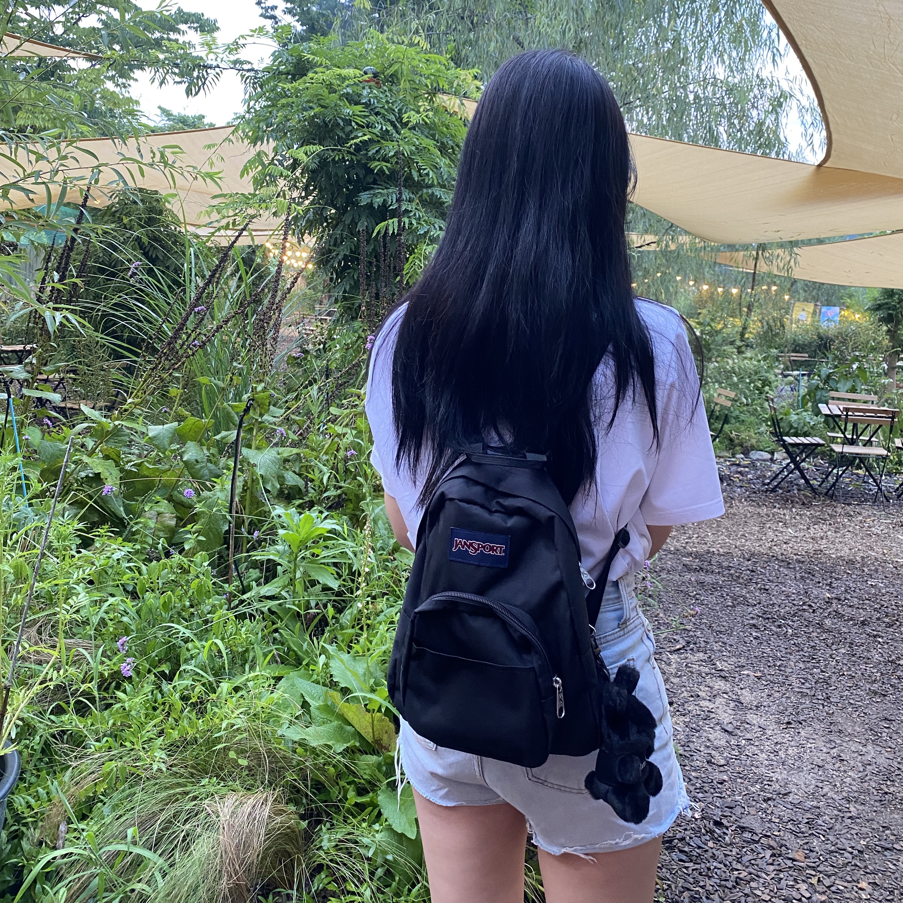 Matin Kim Black Bunny Toy Keyring Black, Jansport Half Pint Mini Backpack Black 착용 스타일