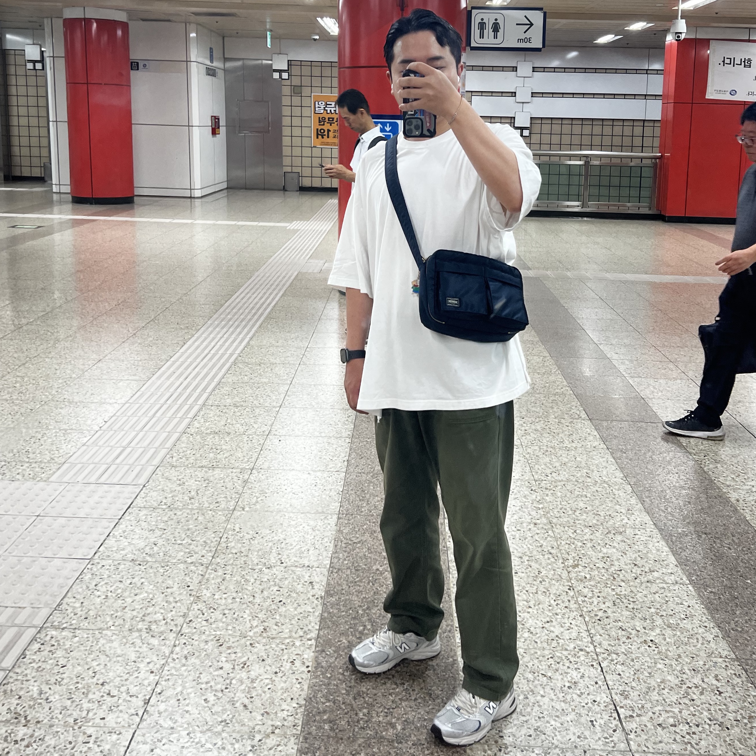 Porter Tanker Shoulder Bag S Iron Blue, New Balance 530 Steel Grey 착용 스타일