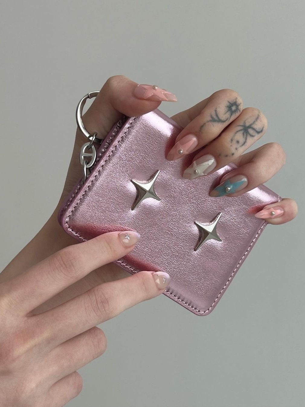 For Appeal Sparkle Star Card Wallet Metal Pink 착용 스타일