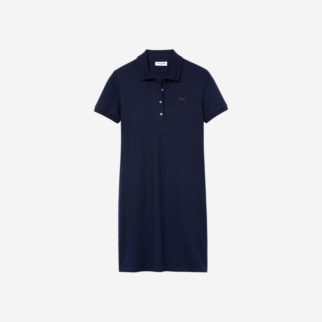 (W) Lacoste Stretch Cotton Pique Polo Dress Navy Blue 상세 이미지 1