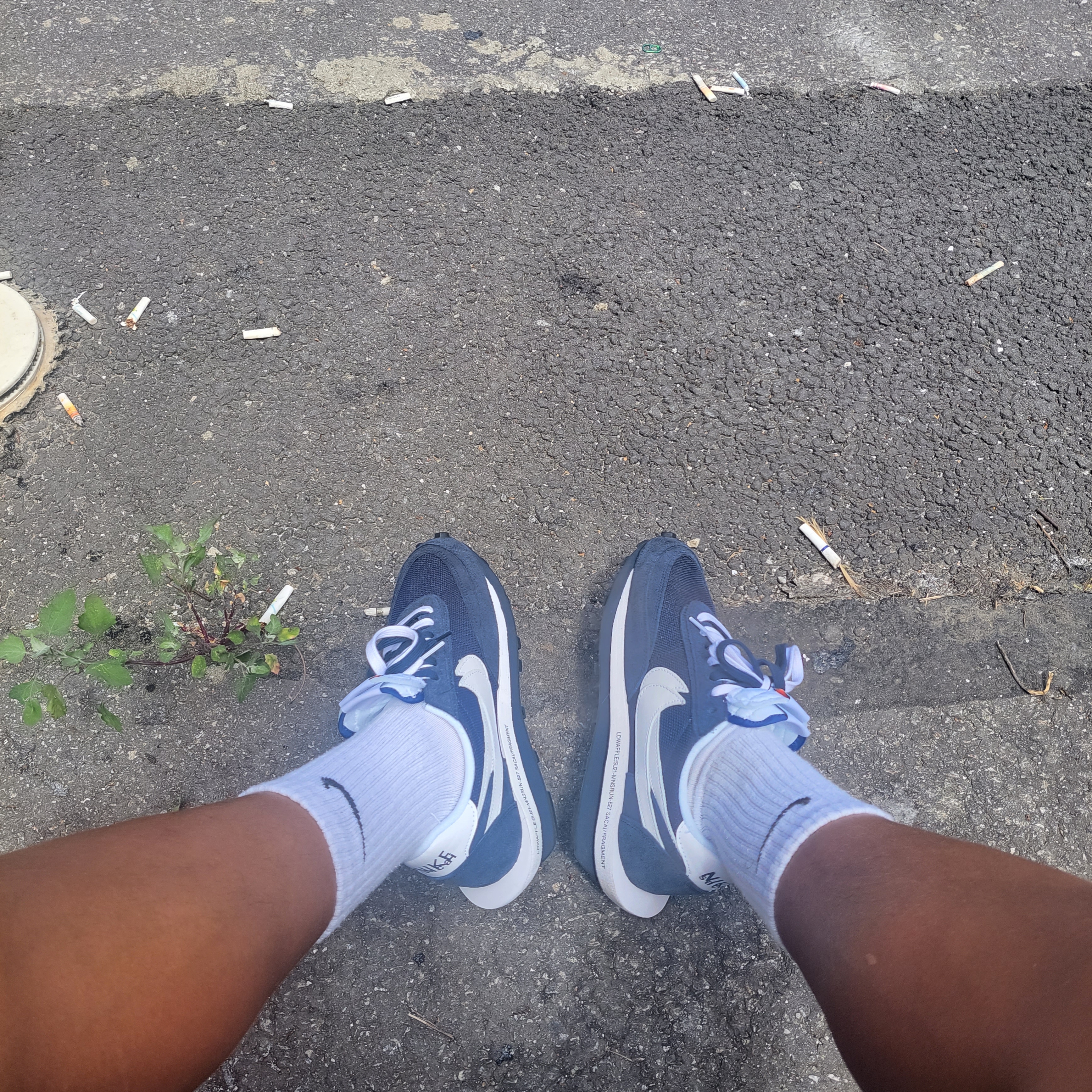 Nike x Sacai x Fragment LDWaffle Blackened Blue 착용 스타일 - 2