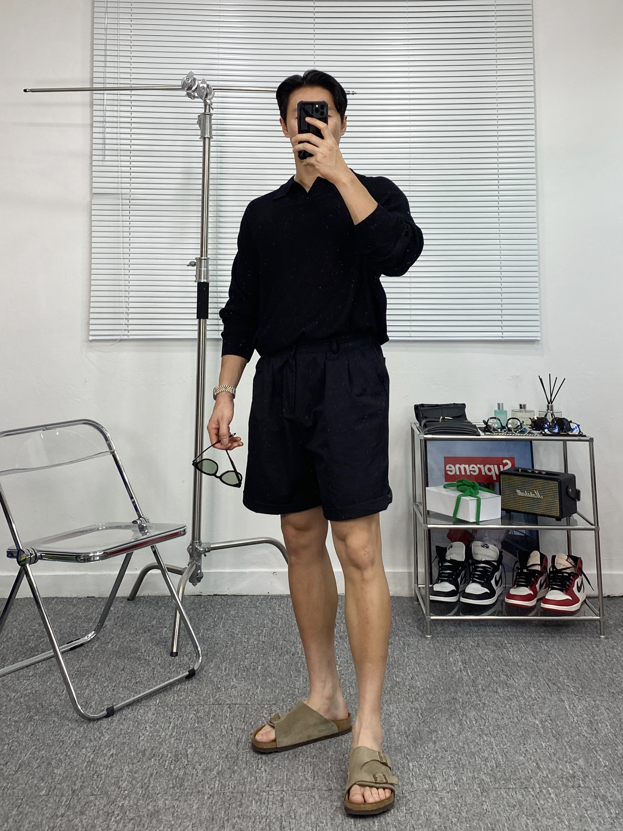 Gentle Monster Lang 01 Black, Birkenstock Zurich Soft Footbed Taupe- Regular 착용 스타일 - 4