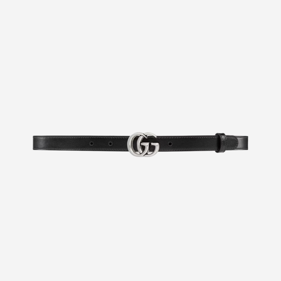 (W) Gucci GG Marmont Thin Leather Belt with Shiny Buckle Black 상세 이미지 1