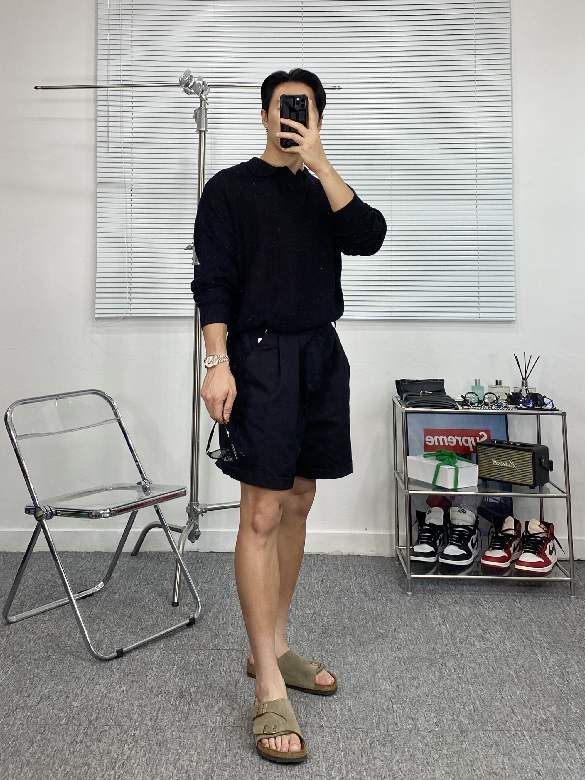 Gentle Monster Lang 01 Black, Birkenstock Zurich Soft Footbed Taupe- Regular 착용 스타일 - 3