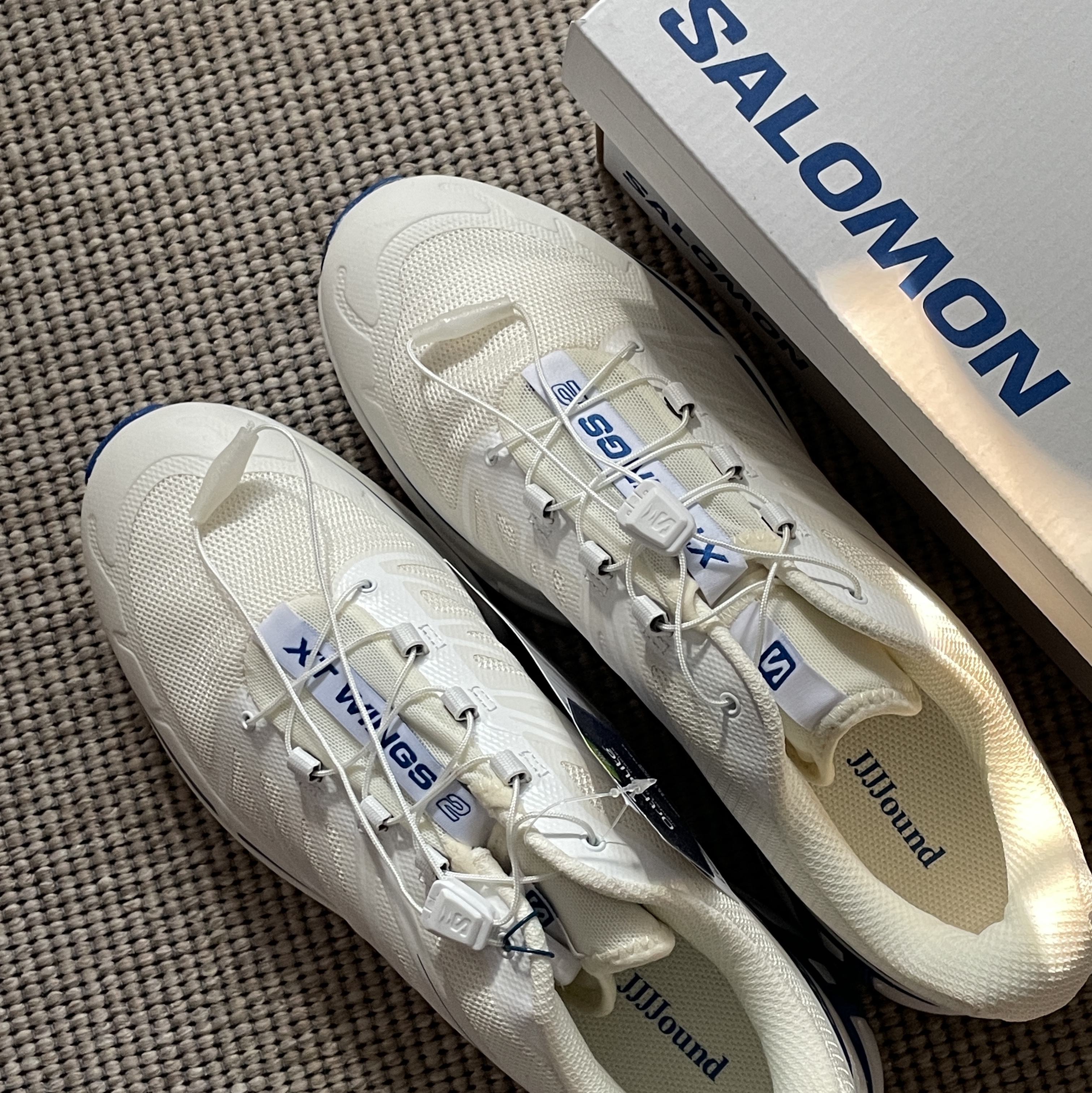 Salomon x JJJJound XT-Wings 2 White Lapis Blue 착용 스타일