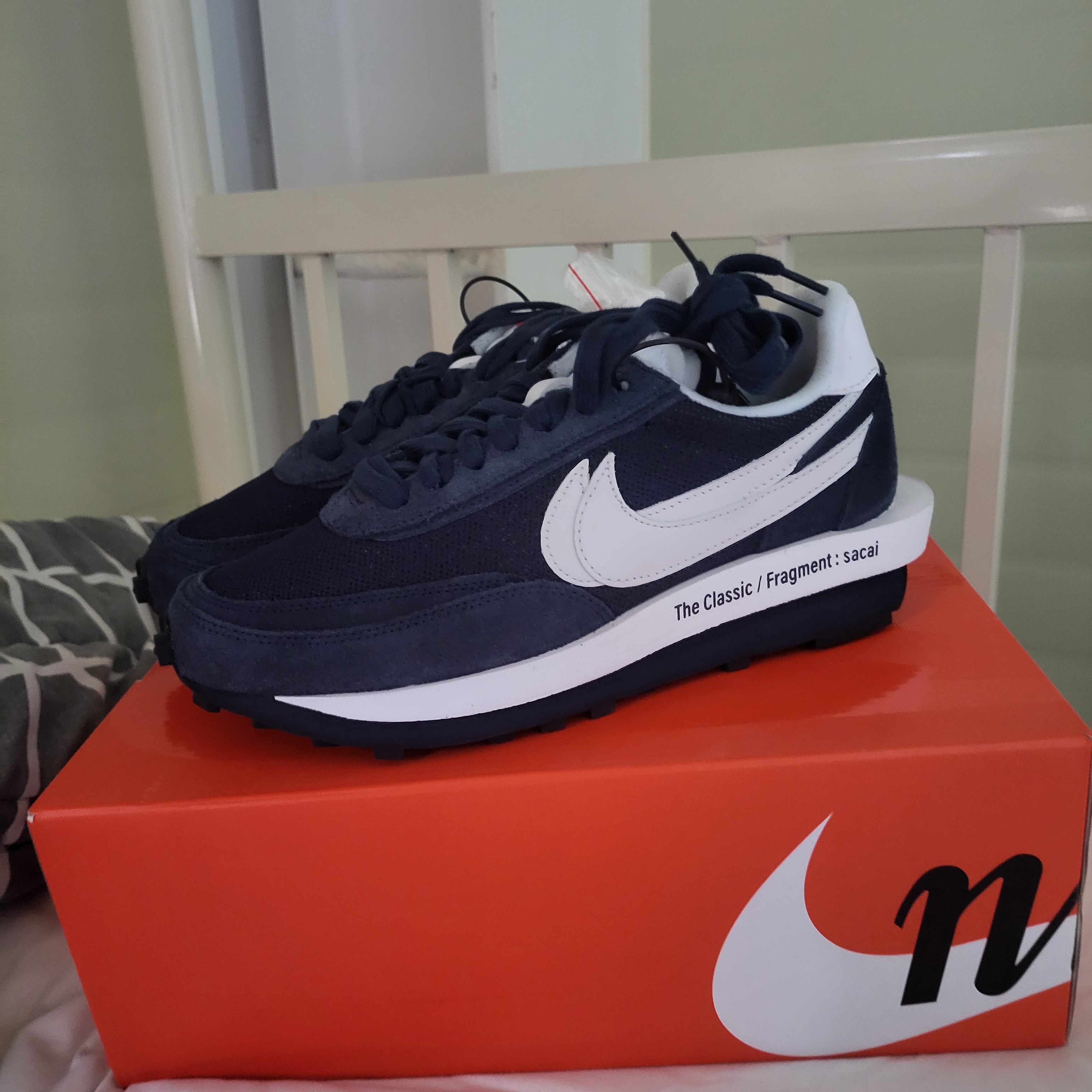 Nike x Sacai x Fragment LDWaffle Blackened Blue 착용 스타일 - 1