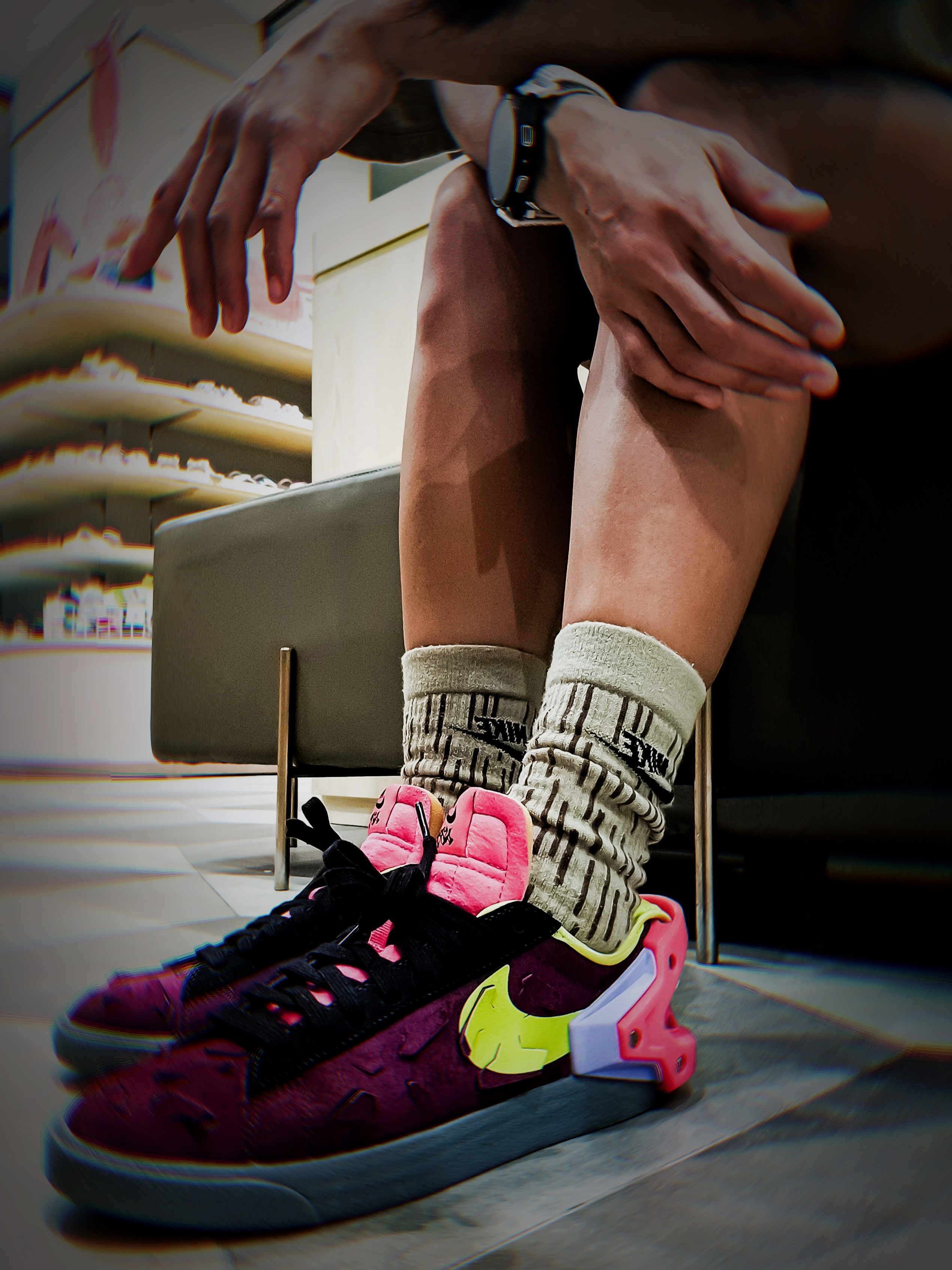 Nike x Acronym Blazer Low Night Maroon, Nike Everyday Essential Crew Socks Multicolor (3 Pack/Korean Ver.) 착용 스타일