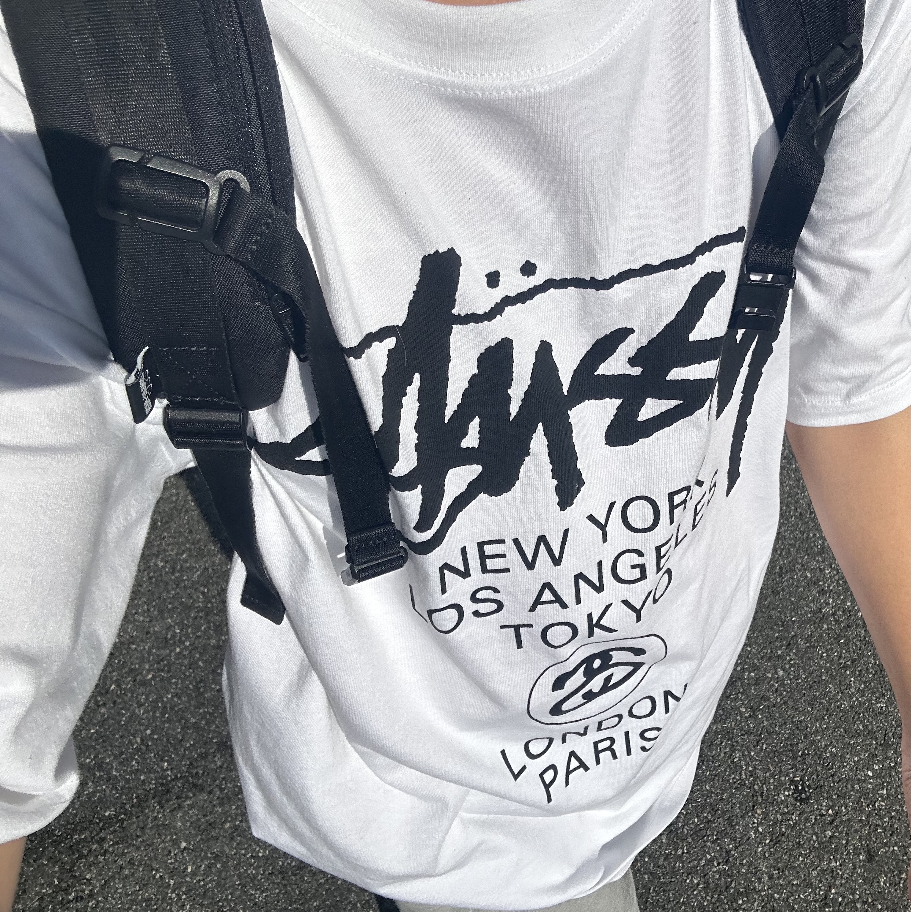 Stussy World Tour T-Shirt White 2023 착용 스타일