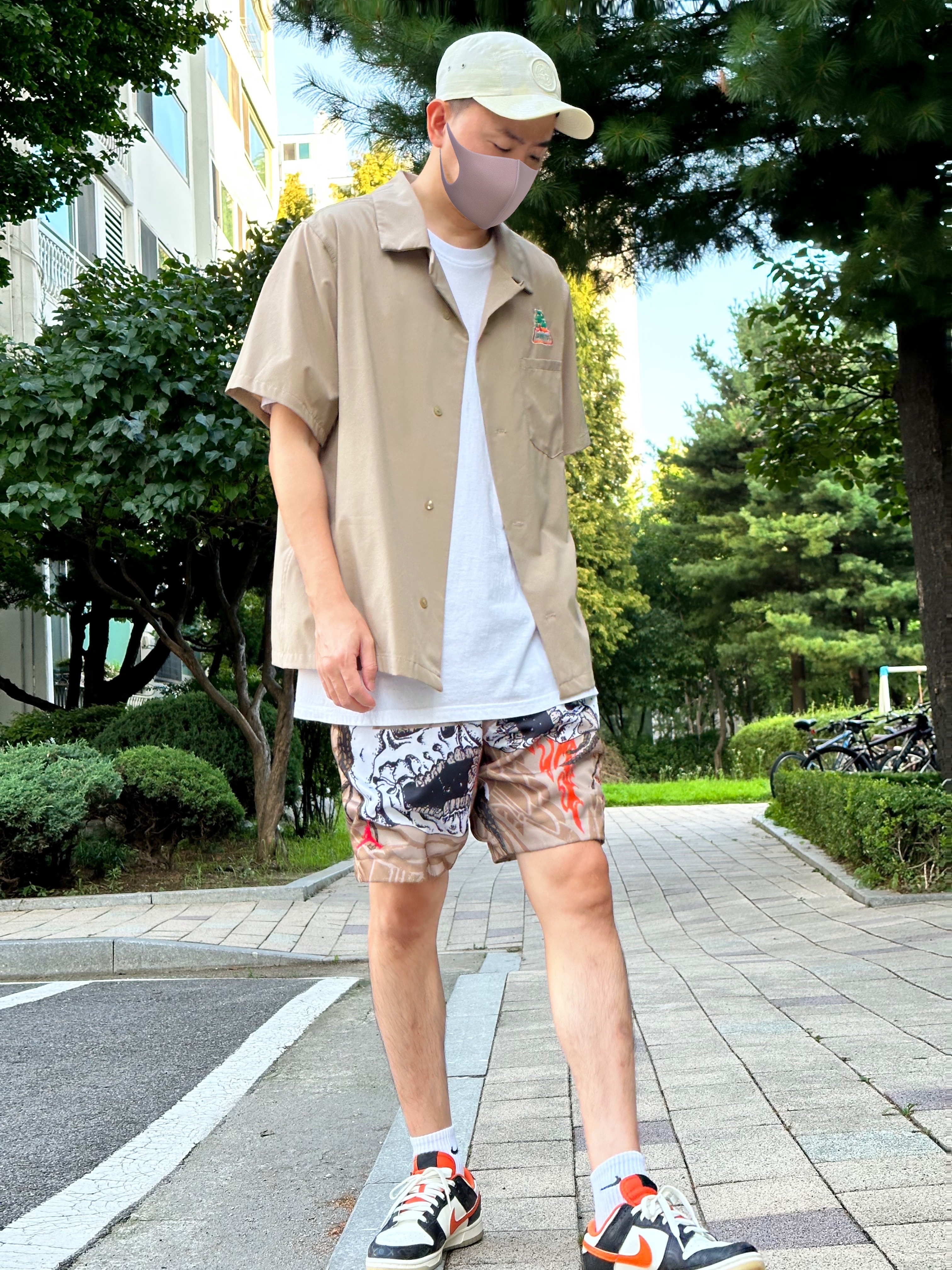 Supreme x Stone Island Reactive Ice Camo Ripstop Camp Cap Tan - 22SS, Nike x Jarritos SB Bowling Button-Up Shirt Khaki - Asia 착용 스타일