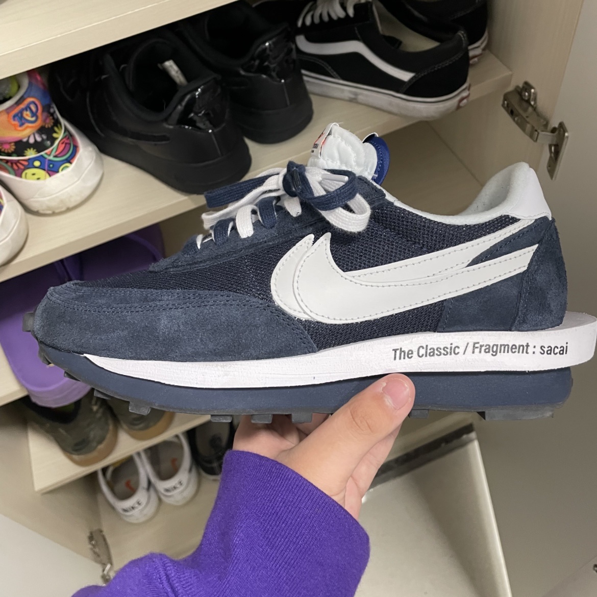 Nike x Sacai x Fragment LDWaffle Blackened Blue 착용 스타일