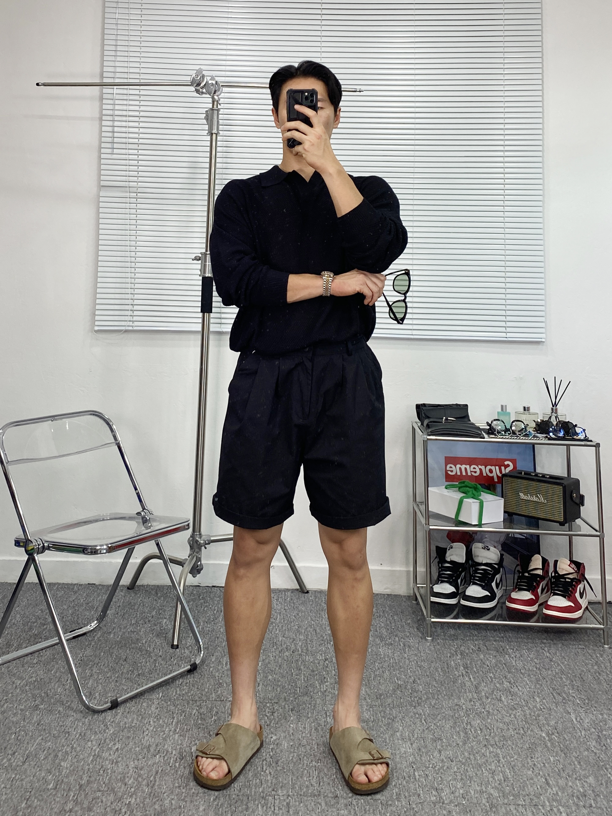 Gentle Monster Lang 01 Black, Birkenstock Zurich Soft Footbed Taupe- Regular 착용 스타일 - 2