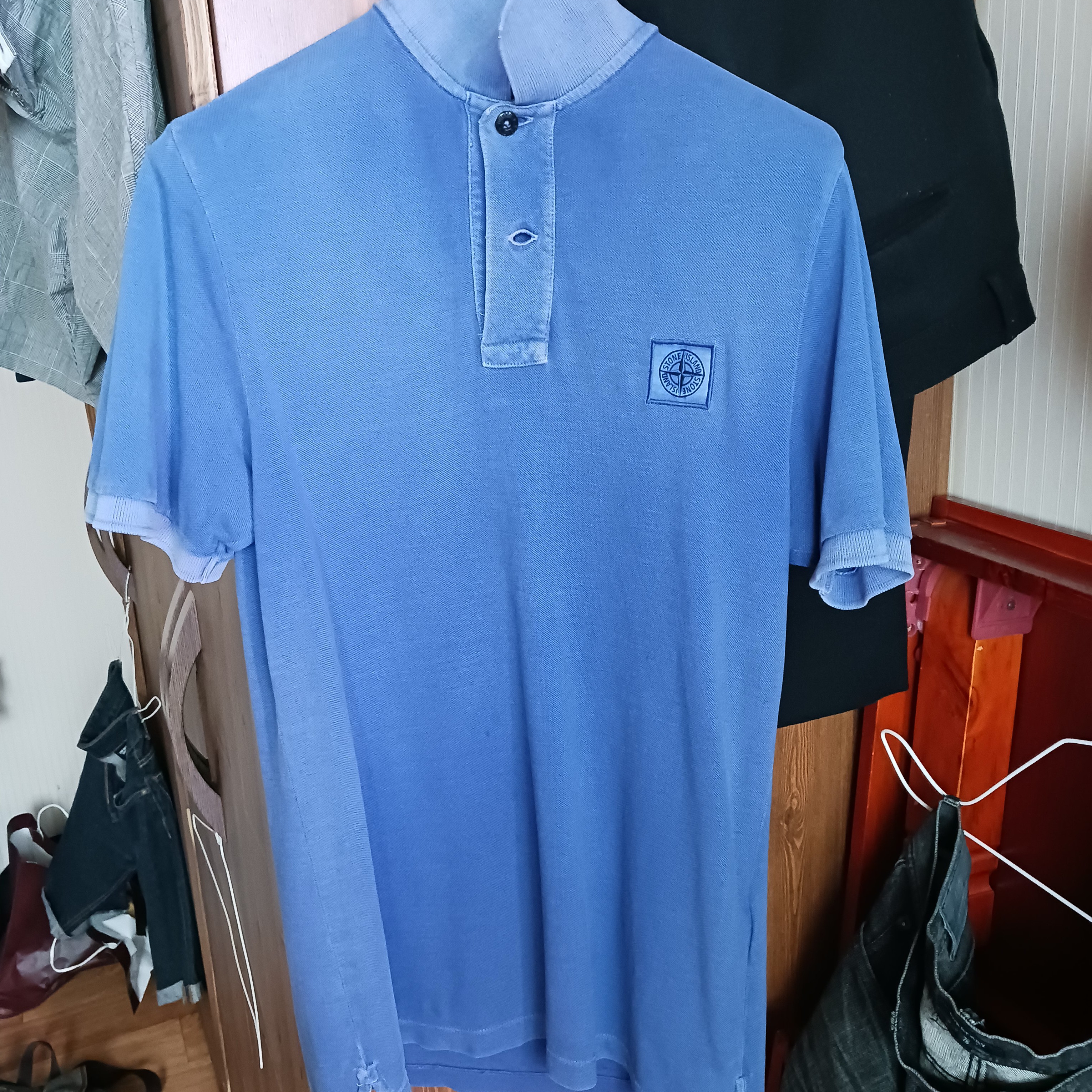 Stone Island 22S67 Pigment Dyed Polo Shirt Bluette - 22SS 착용 스타일