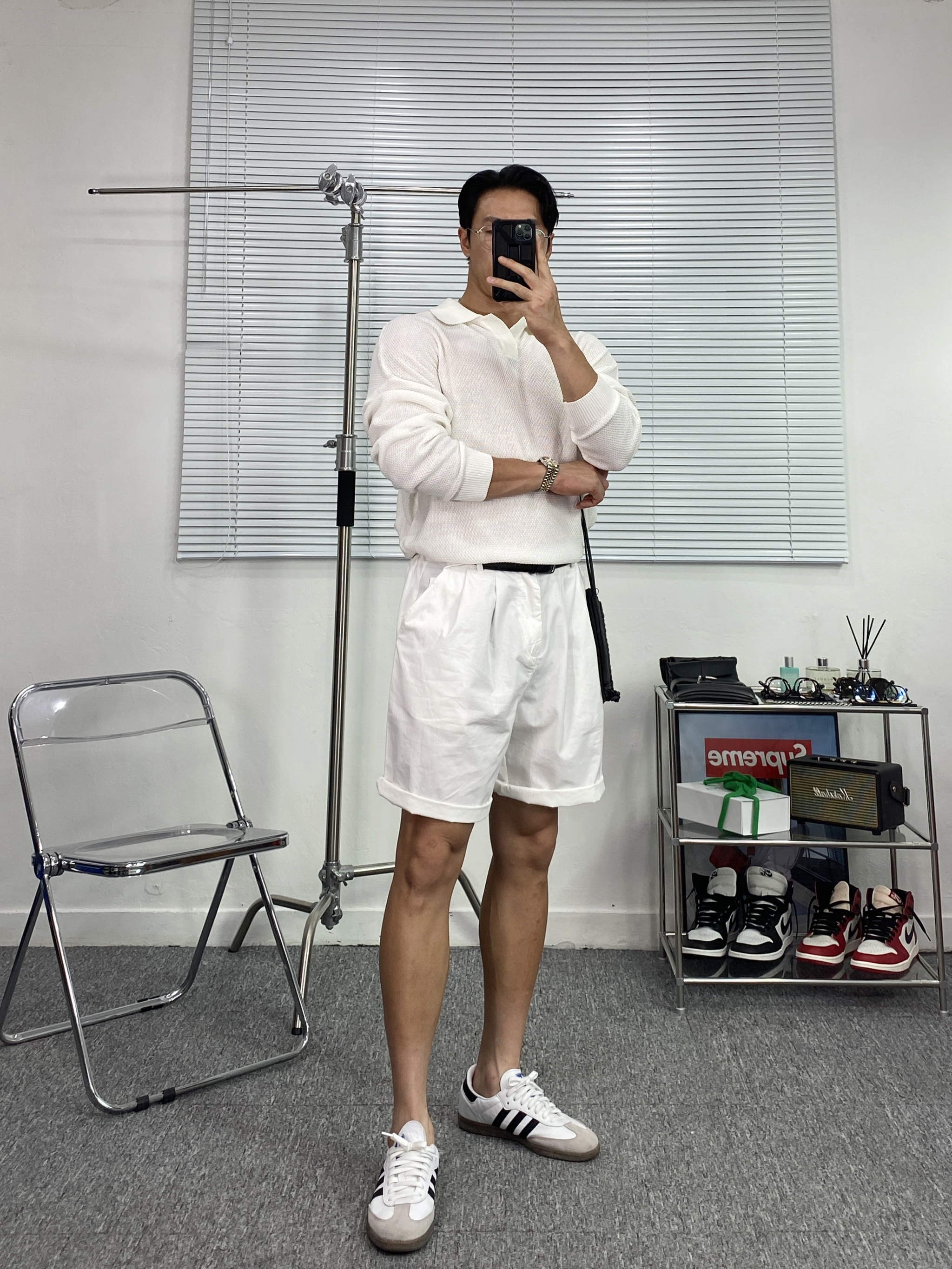 Adidas Samba OG Cloud White 착용 스타일 - 1