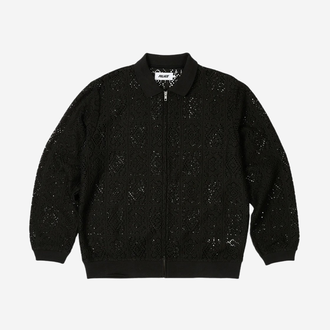 Palace Crochet Zip Long Sleeve Polo Black - 23FW 상세 이미지 1