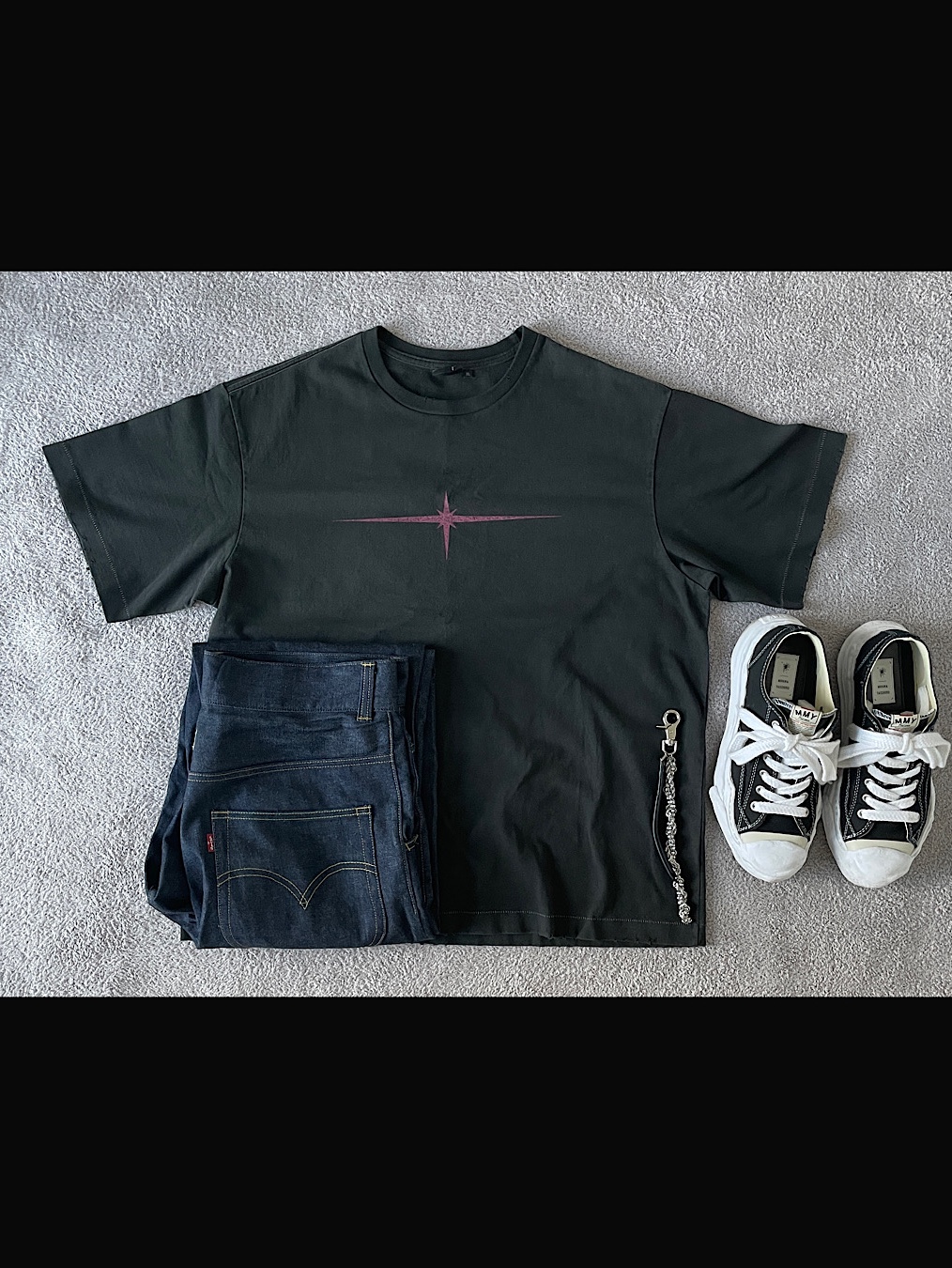 Maison Mihara Yasuhiro Hank OG Sole Canvas Low-top Sneakers Black 착용 스타일 - 4
