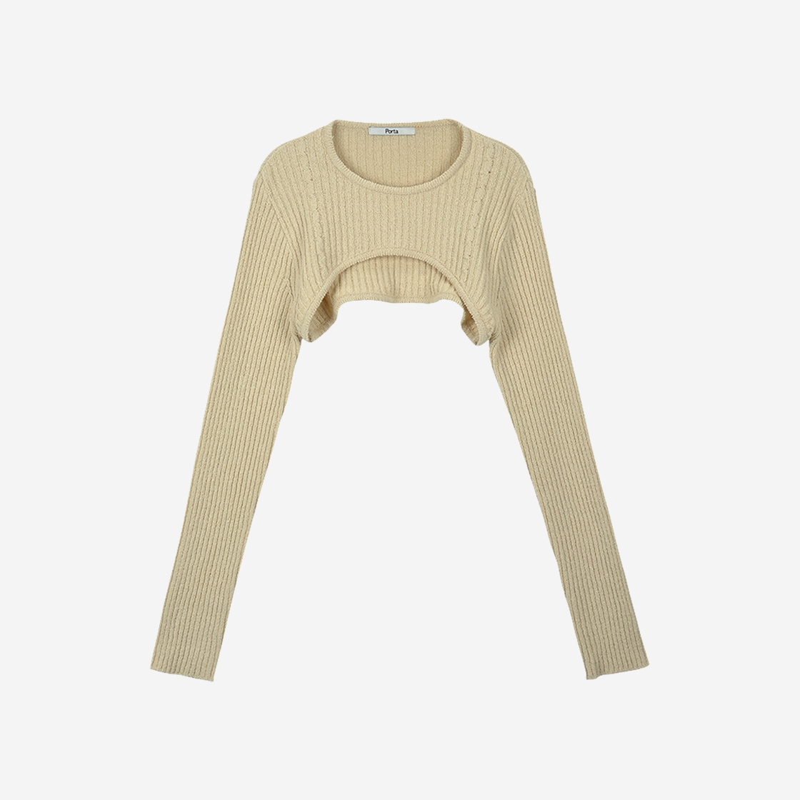 포르타 우먼 부클레 볼레로 니트 베이지