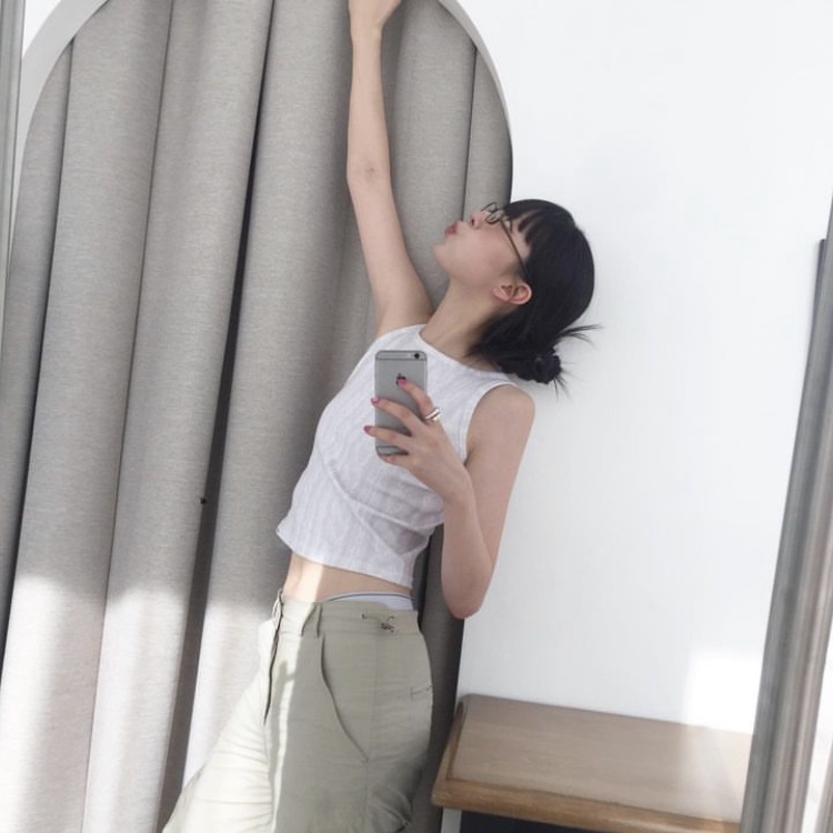 Safarispot Women 1/2 Knit Print Sleeveless Ivory 착용 스타일 - 2