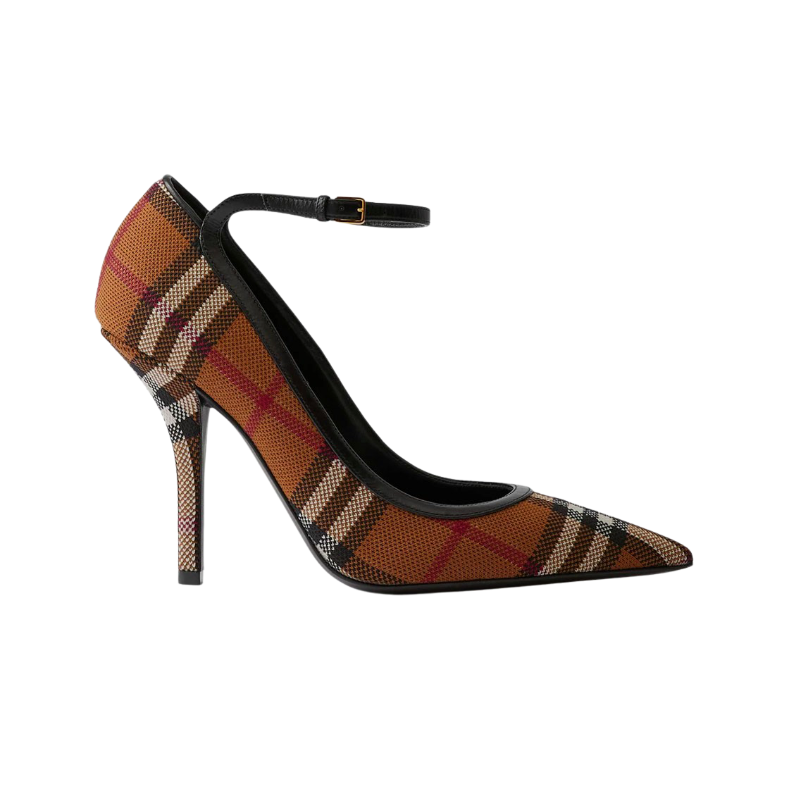 (W) 버버리 니트 체크 포인트 토 펌프스 다크 비치 브라운((W) Burberry Knitted Check Point Toe Pumps Dark Birch Brown) - 1