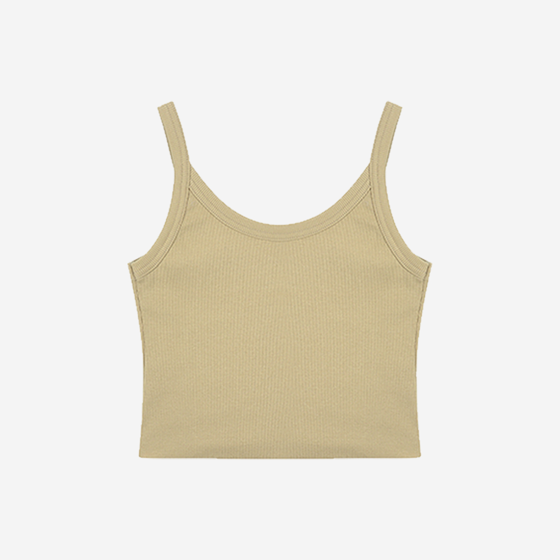 포르타 우먼 코튼 크롭 슬리브리스 탑 베이지