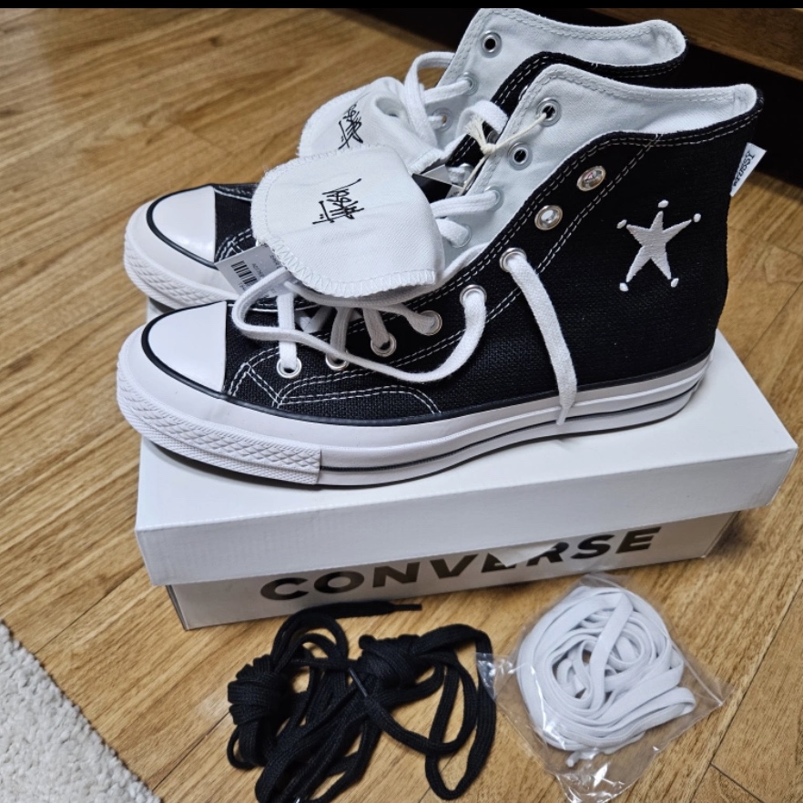 Converse x Stussy Chuck 70 High Black 착용 스타일