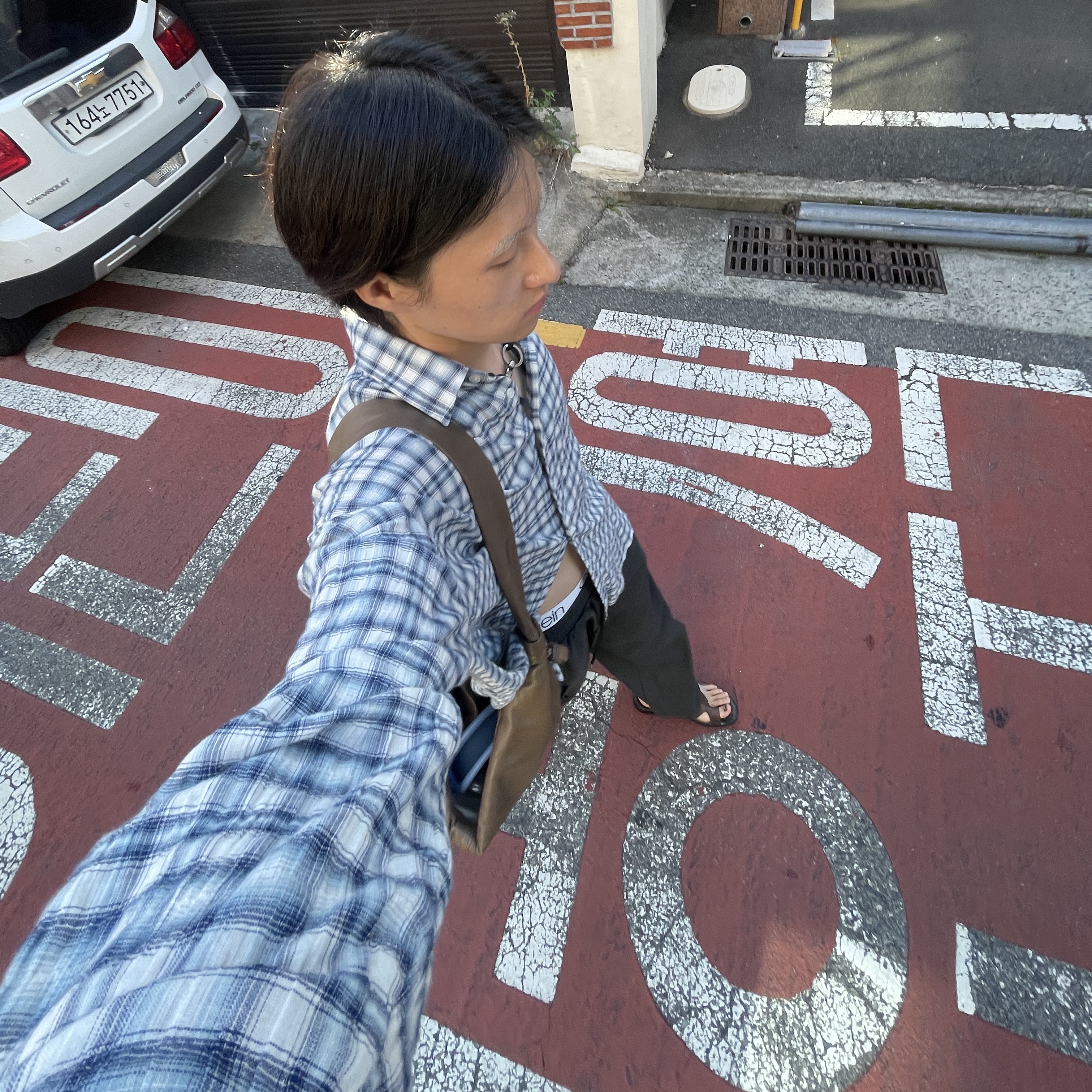 (W) Mischief Rhombus Running Cap Khaki Grey, Needles S/S Cowboy One-Up Shirt Beige 착용 스타일 - 4