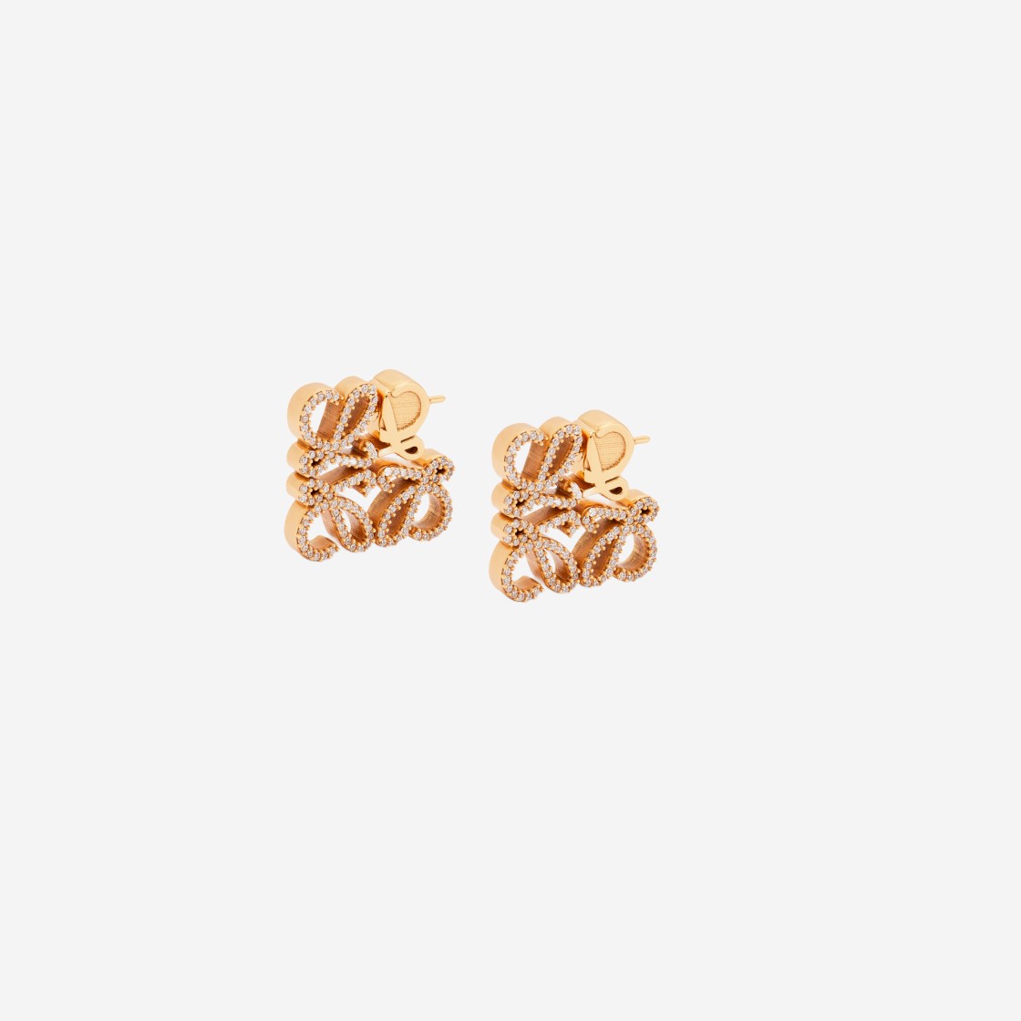 (W) Loewe Pave Anagram Earrings in Sterling Silver and Crystal Gold 상세 이미지 1