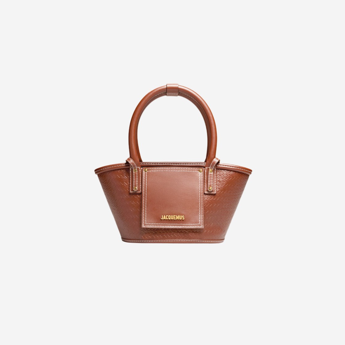 Jacquemus Le Petit Panier Soli Cuir Mini Leather Beach Basket Bag Weave Embossed Brown 상세 이미지 1