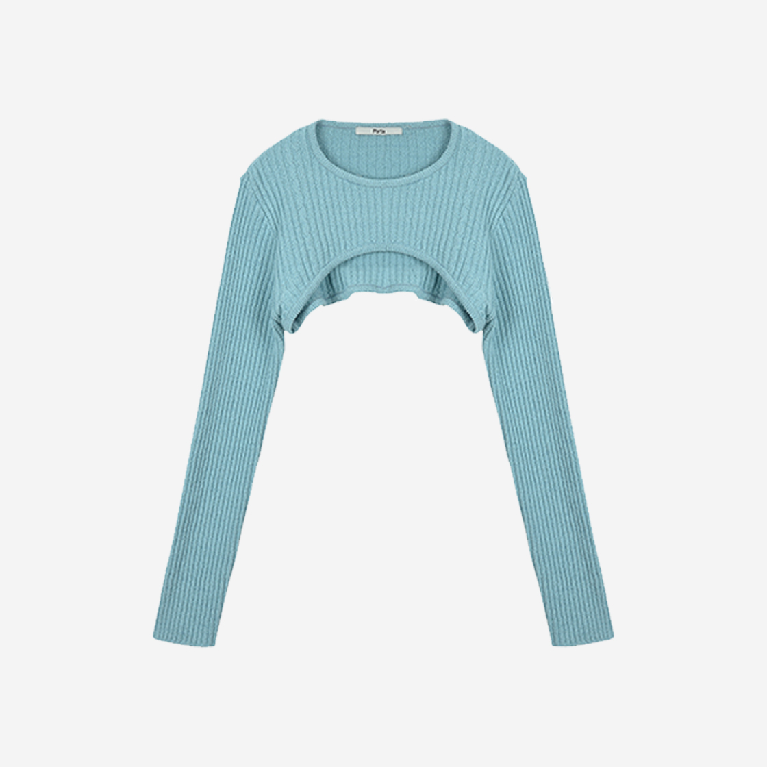 포르타 우먼 부클레 볼레로 니트 스카이블루