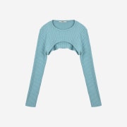 Porta Women Boucle Bolero Knit Sky Blue