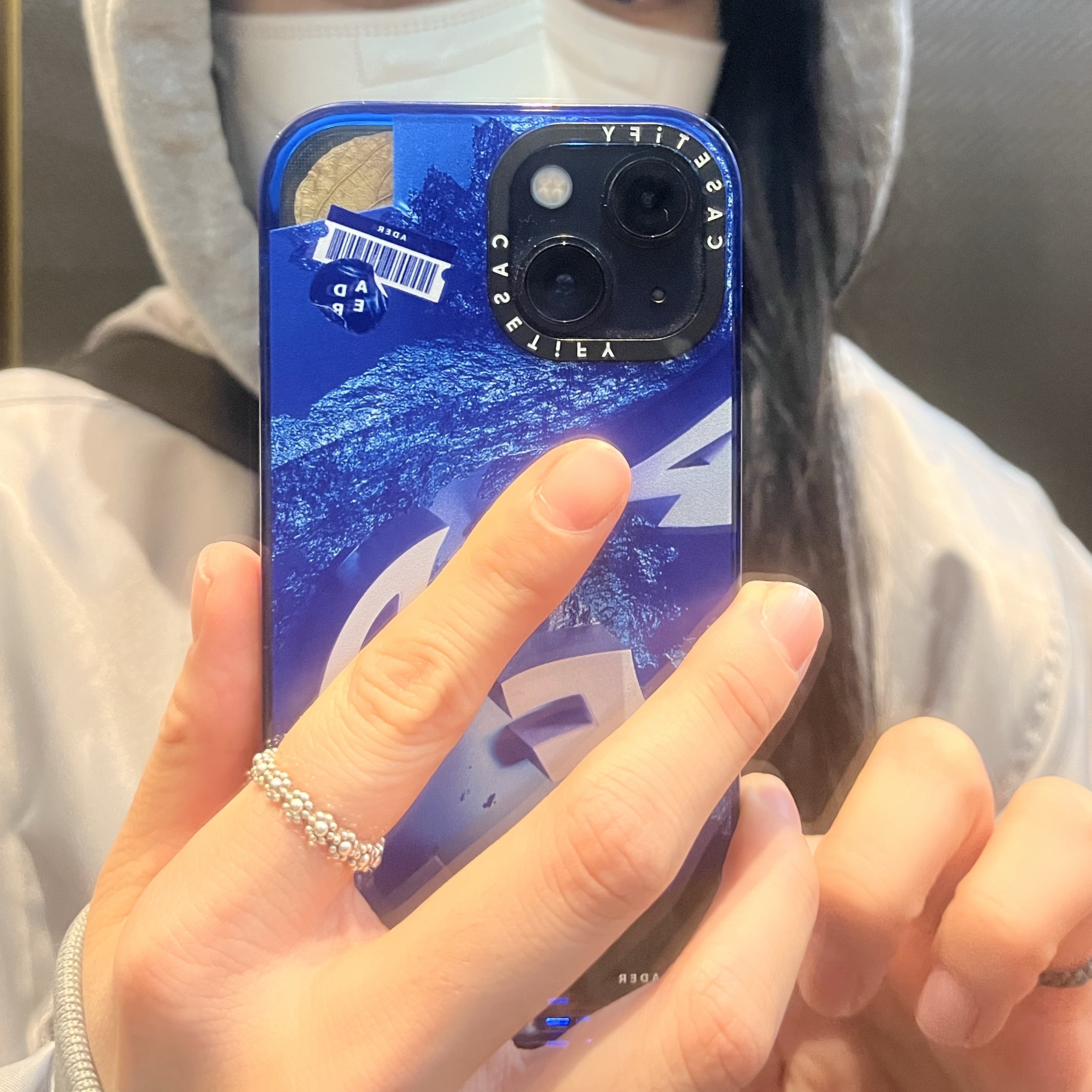 Casetify x Ader Error iPhone Tetris Magsafe Case Blue 착용 스타일