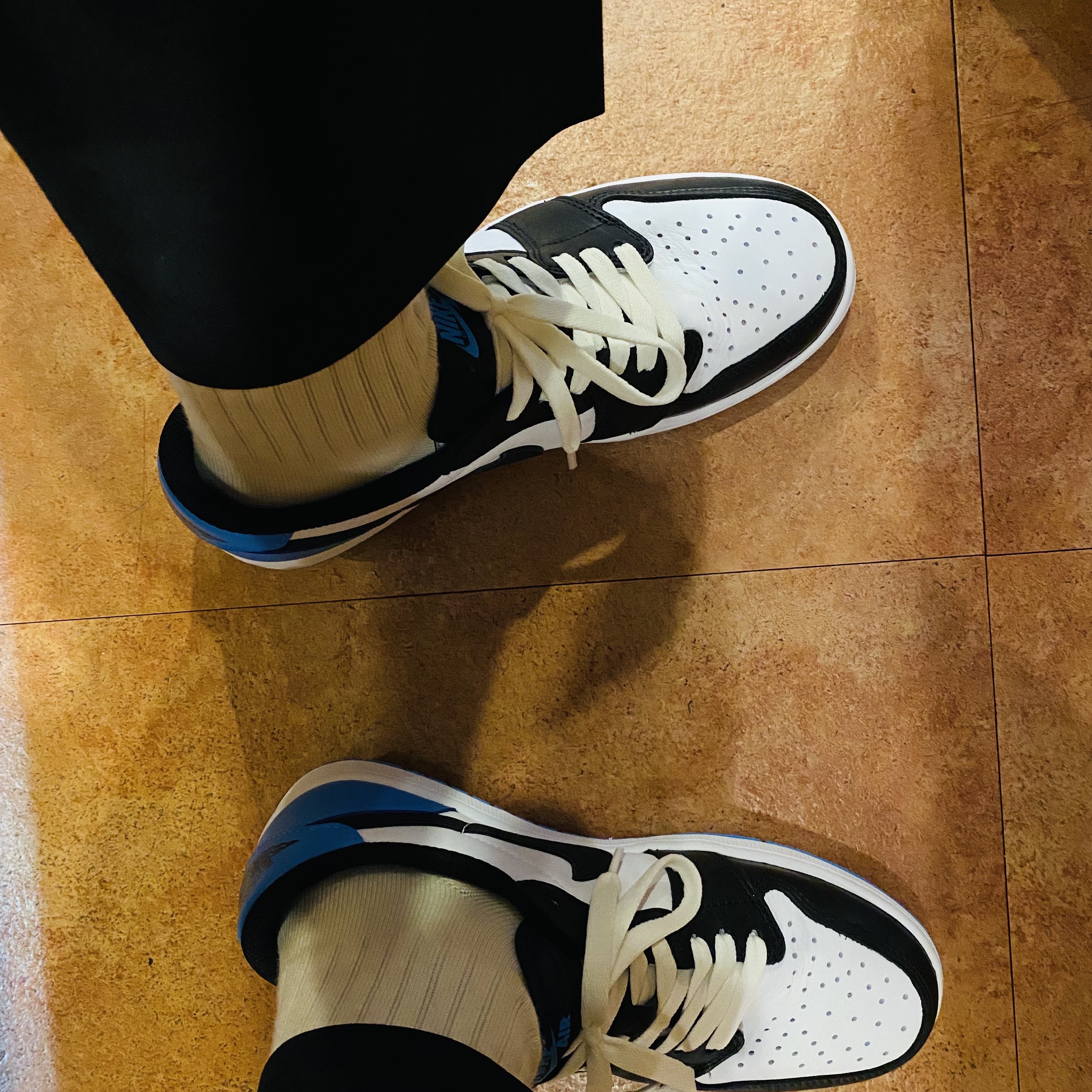 Jordan 1 Retro Low OG Black and Dark Powder Blue 착용 스타일 - 3