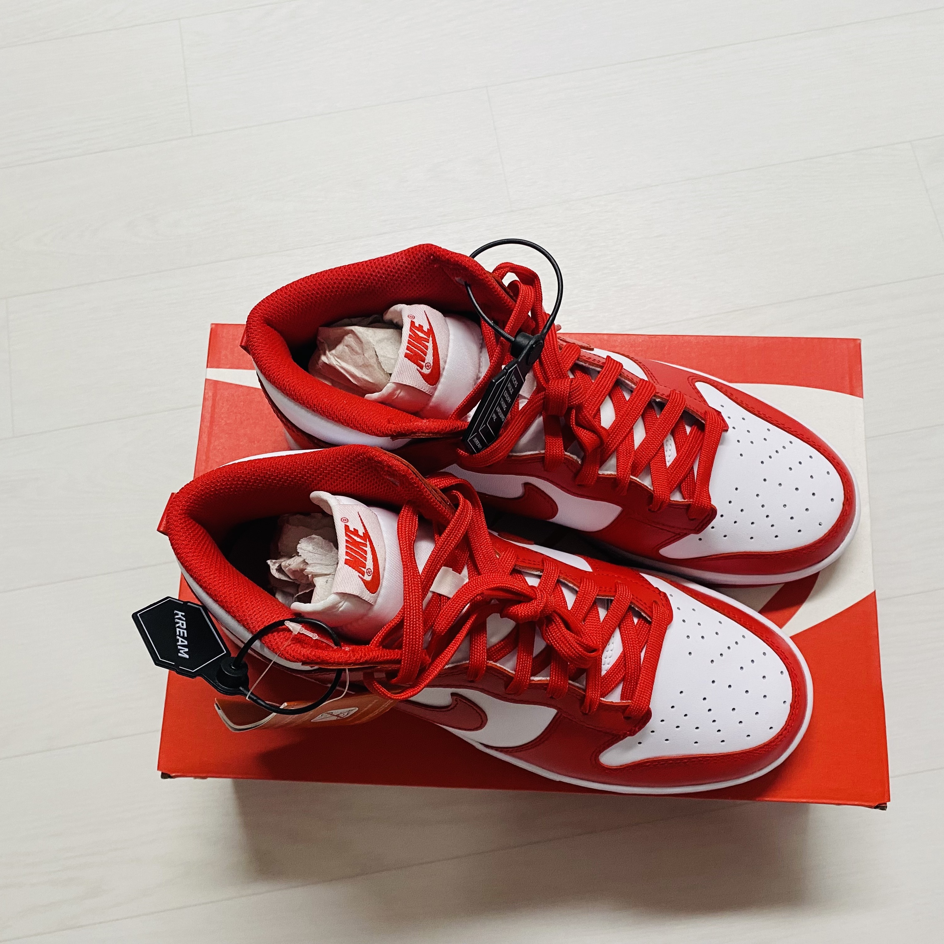 Nike Dunk High Retro Championship White and Red 착용 스타일 - 4