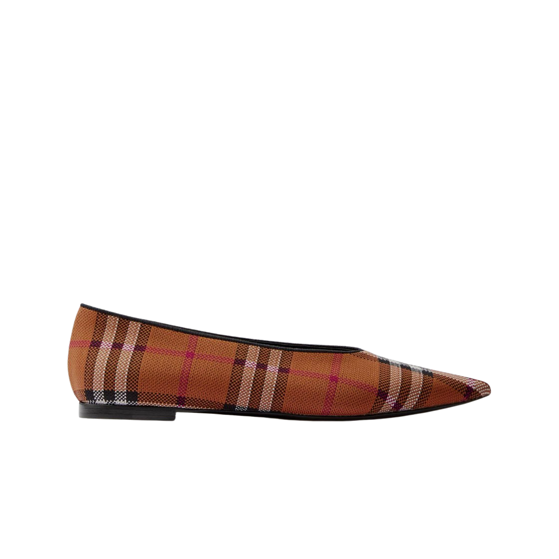 (W) 버버리 빈티지 체크 포인트 토 발레리나 다크 버치 브라운((W) Burberry Vintage Check Point toe Ballerinas Dark Birch Brown) - 1