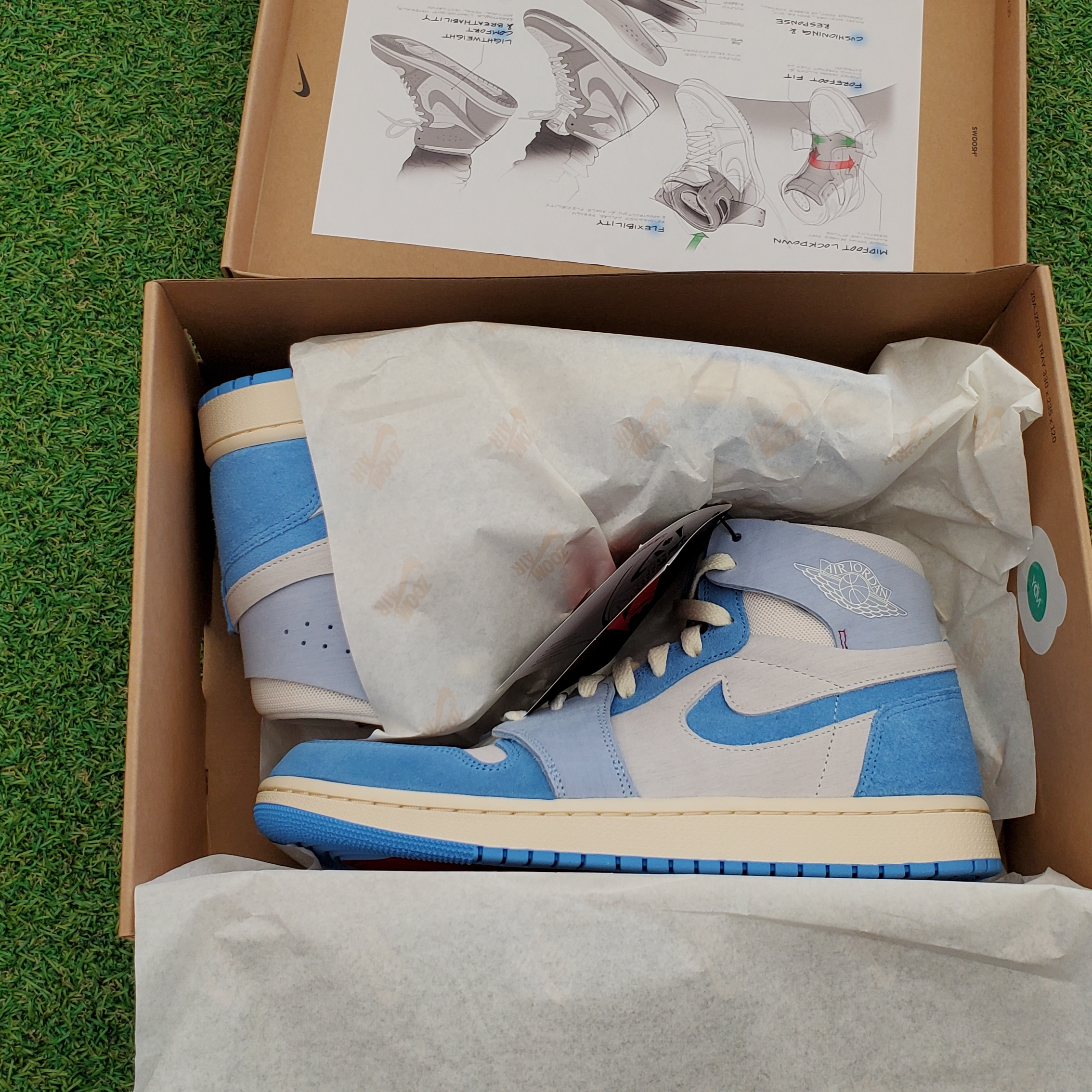 (W) Jordan 1 Zoom Air CMFT 2 Phantom University Blue 착용 스타일 - 3