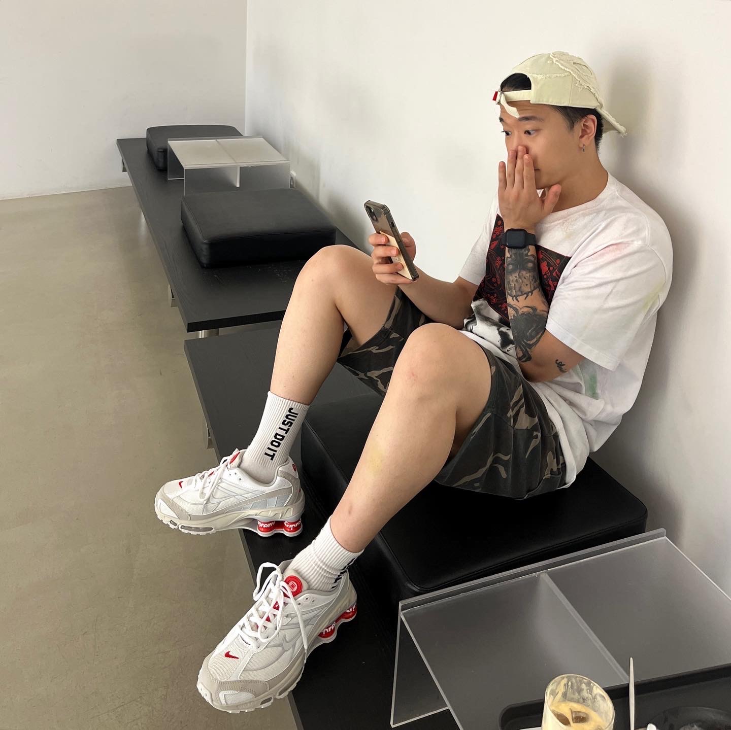 Diesel C-Colm-Sten Baseball Cap White, Apple Watch SE 40mm GPS Midnight Aluminum Case with Sport Band Midnight (Korean Ver.) 착용 스타일 - 2