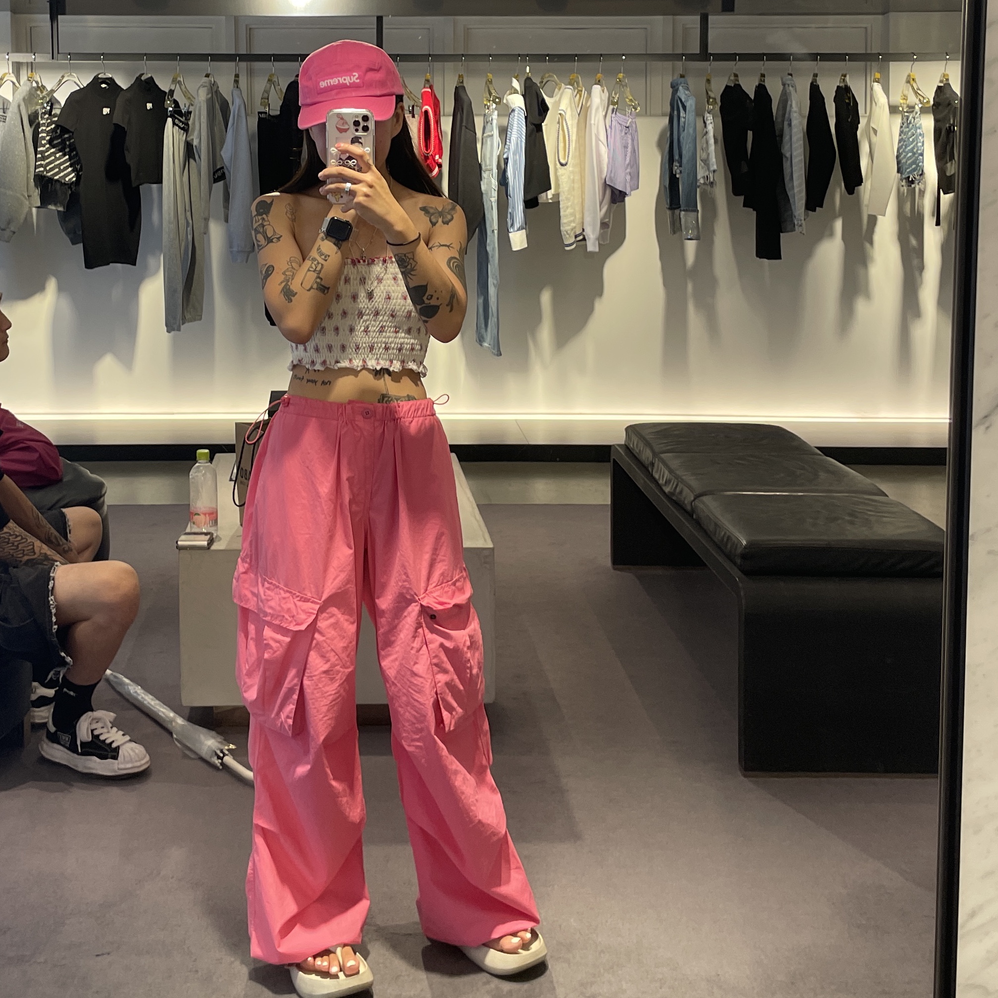 Supreme Washed Chino Twill Camp Cap Pink - 23SS, Taw&Toe x Low Classic Platform Flip Flop Cream 착용 스타일