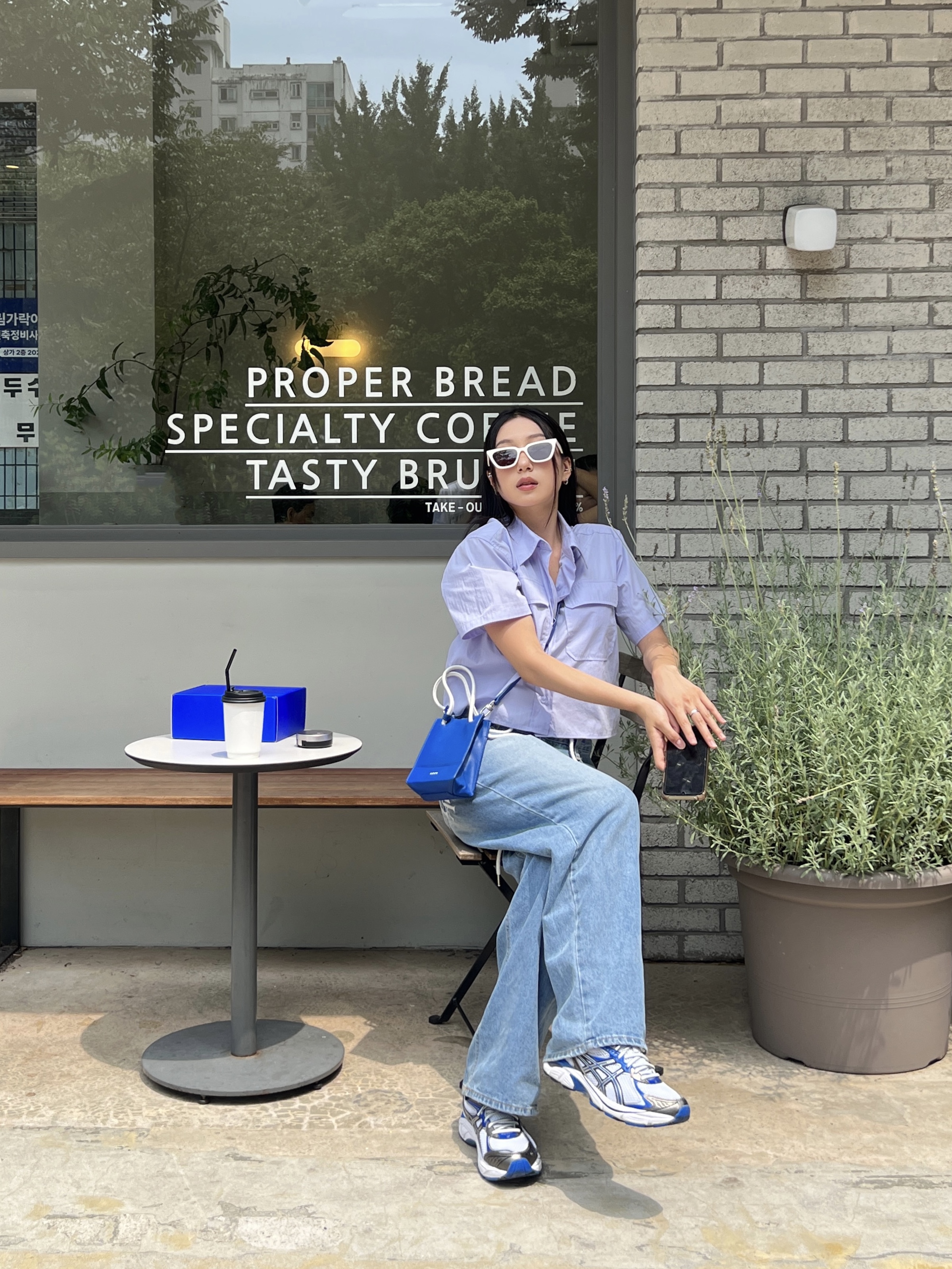 Ader Error Small Shopper Bag Blue, Asics GT-2160 White Illusion Blue 착용 스타일 - 2
