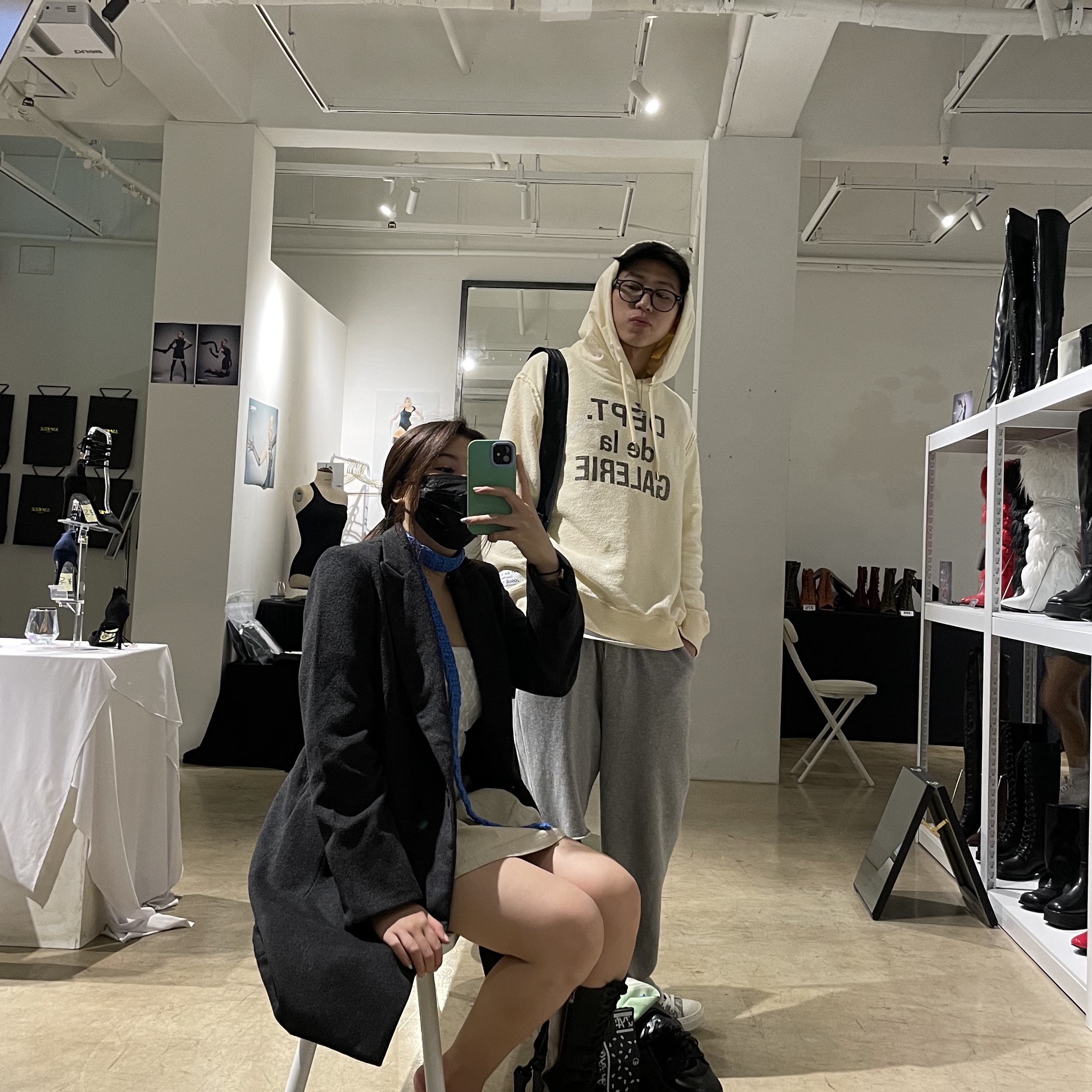 Gallery Dept. x Lanvin Faded Effect Hoodie Ivory, Gentle Monster Eddy 01 Black 착용 스타일