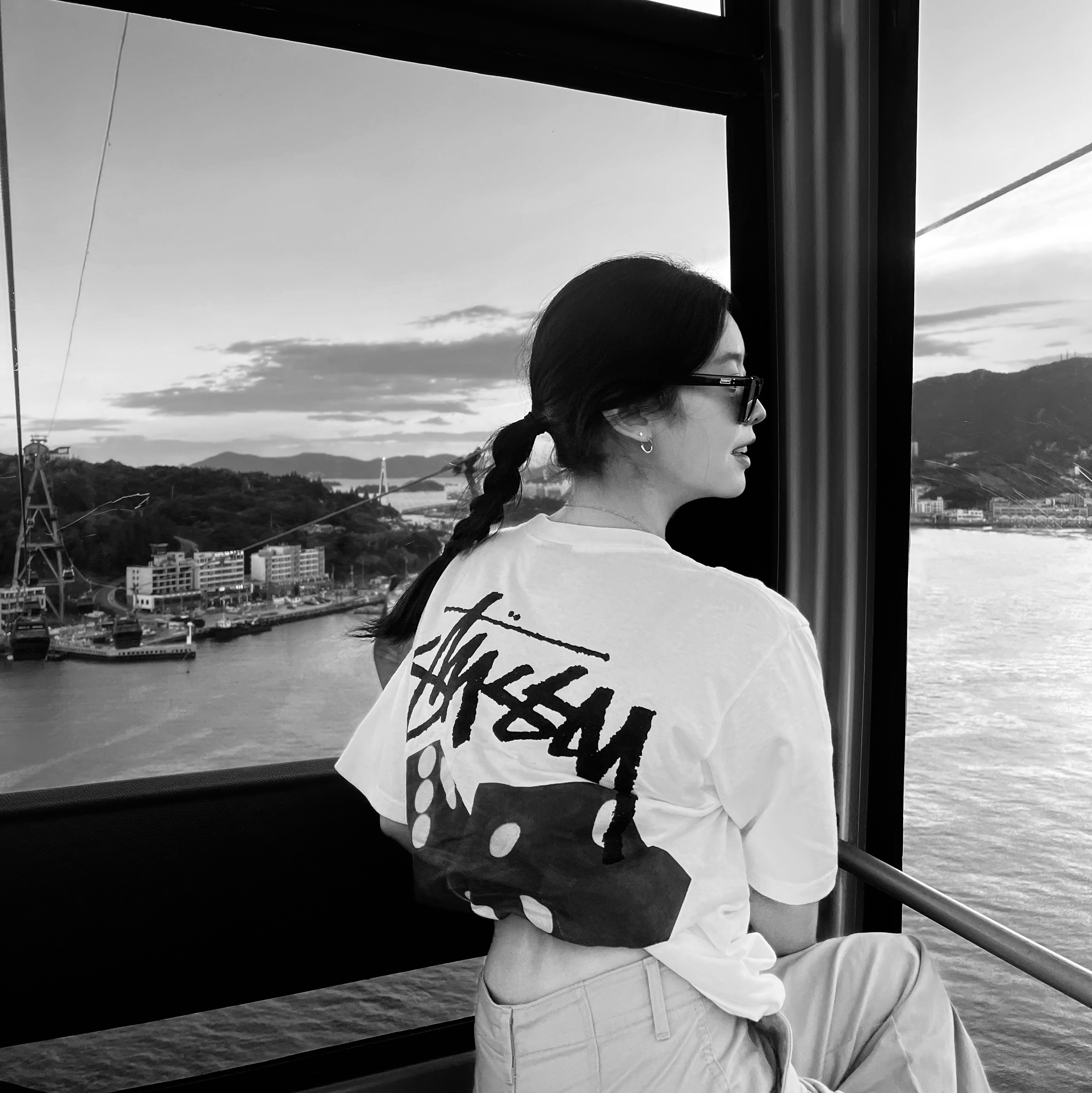 Stussy Diced Out T-Shirt White 착용 스타일 - 1